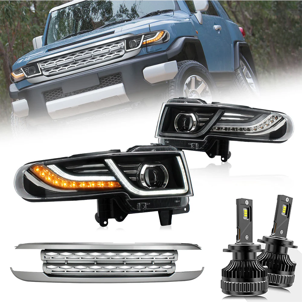 VLAND LED Headlights With Grille Assembly+2Pcs D2S LED Bulbs Fit for 2007-2015 Toyota FJ Cruiser 1st Gen - Image 2
