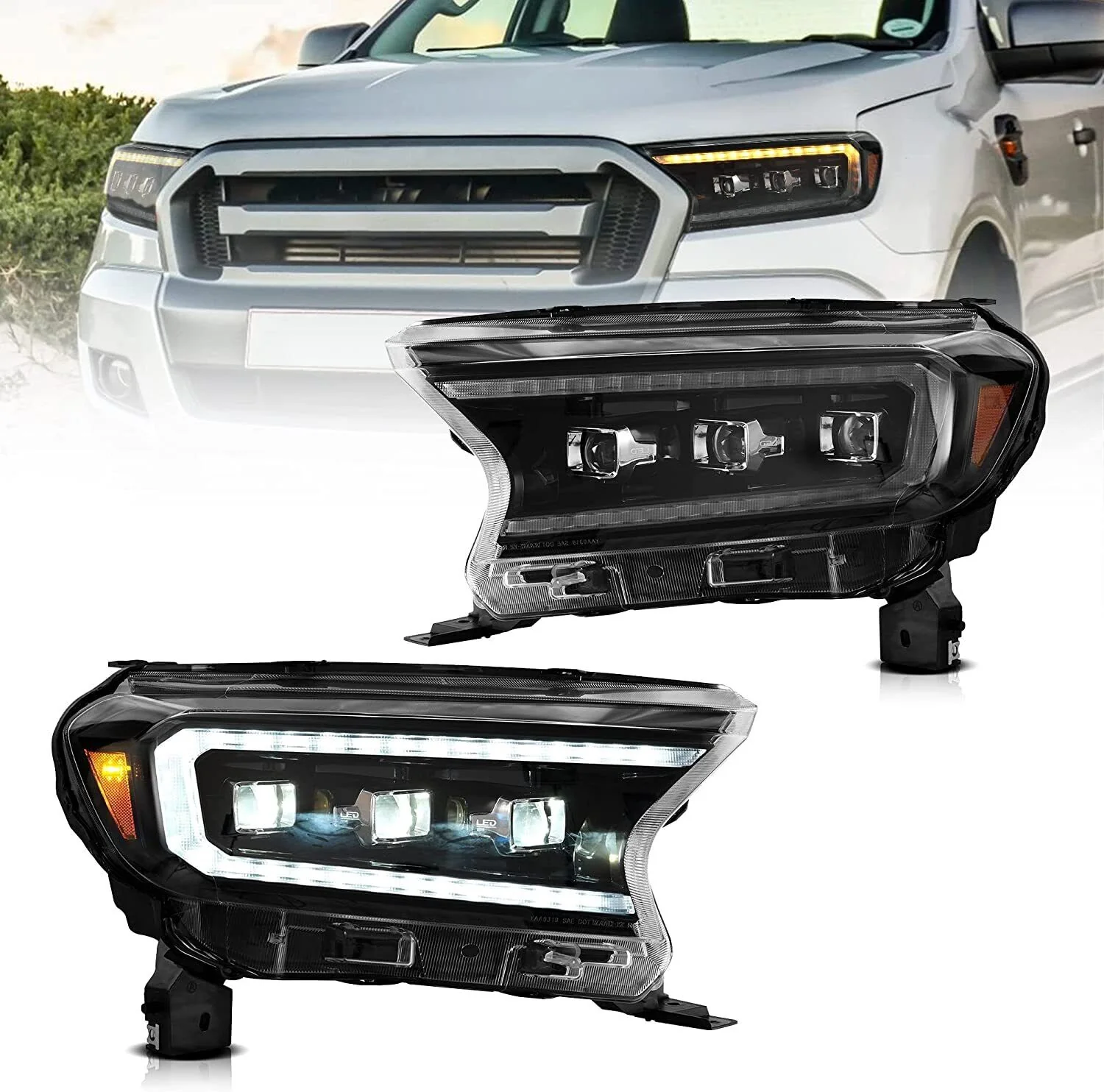 VLAND LED Projector Headlights For 2019-2023 Ford Ranger Start UP Animation DRL(For US Version) - Image 2