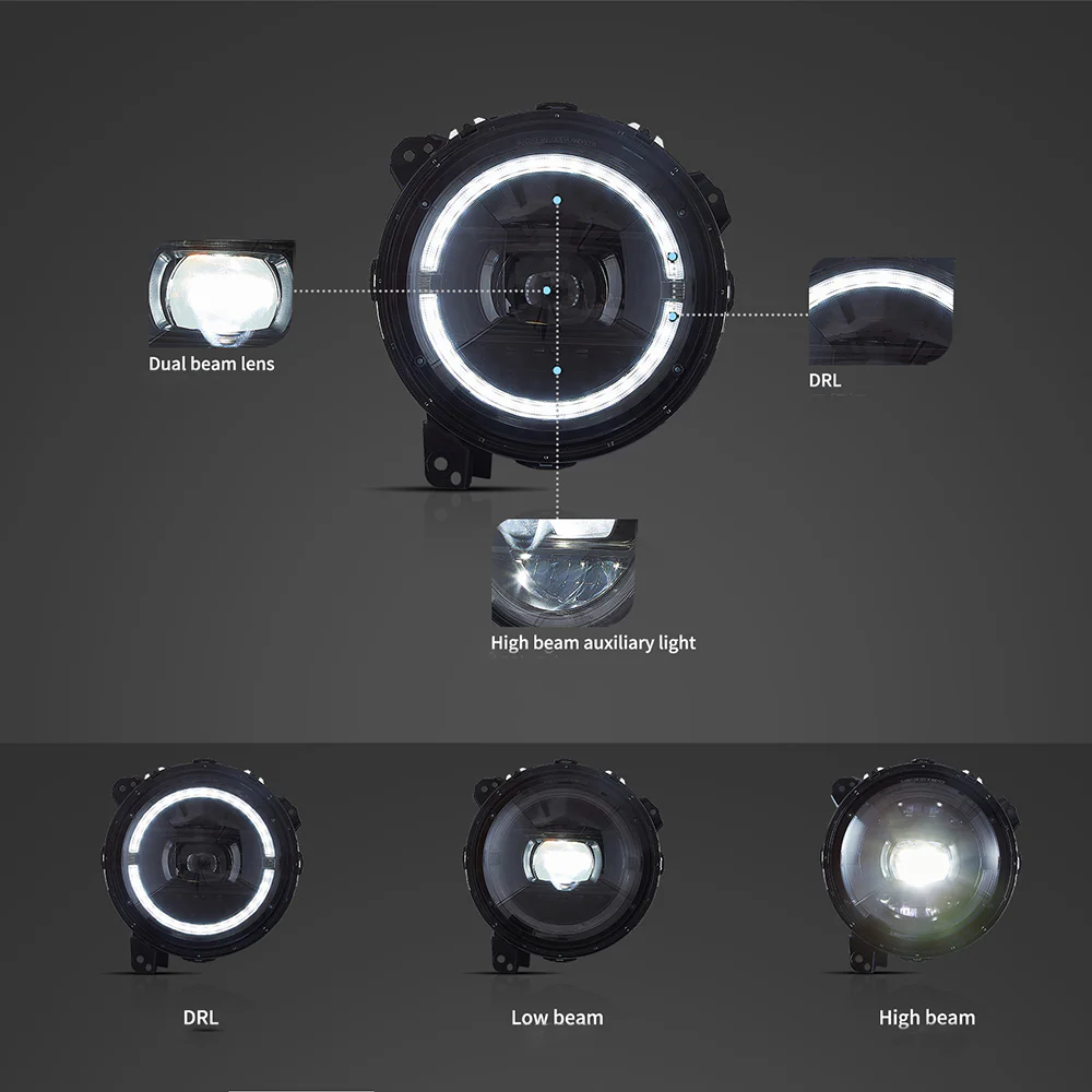 VLAND Full LED Headlights For 2018-2023 Jeep Wrangler JL Gladiator JT - Image 2