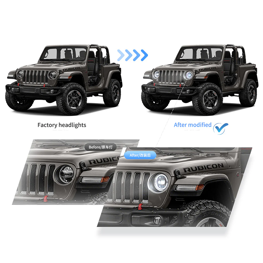 VLAND Full LED Headlights For 2018-2023 Jeep Wrangler JL Gladiator JT - Image 3