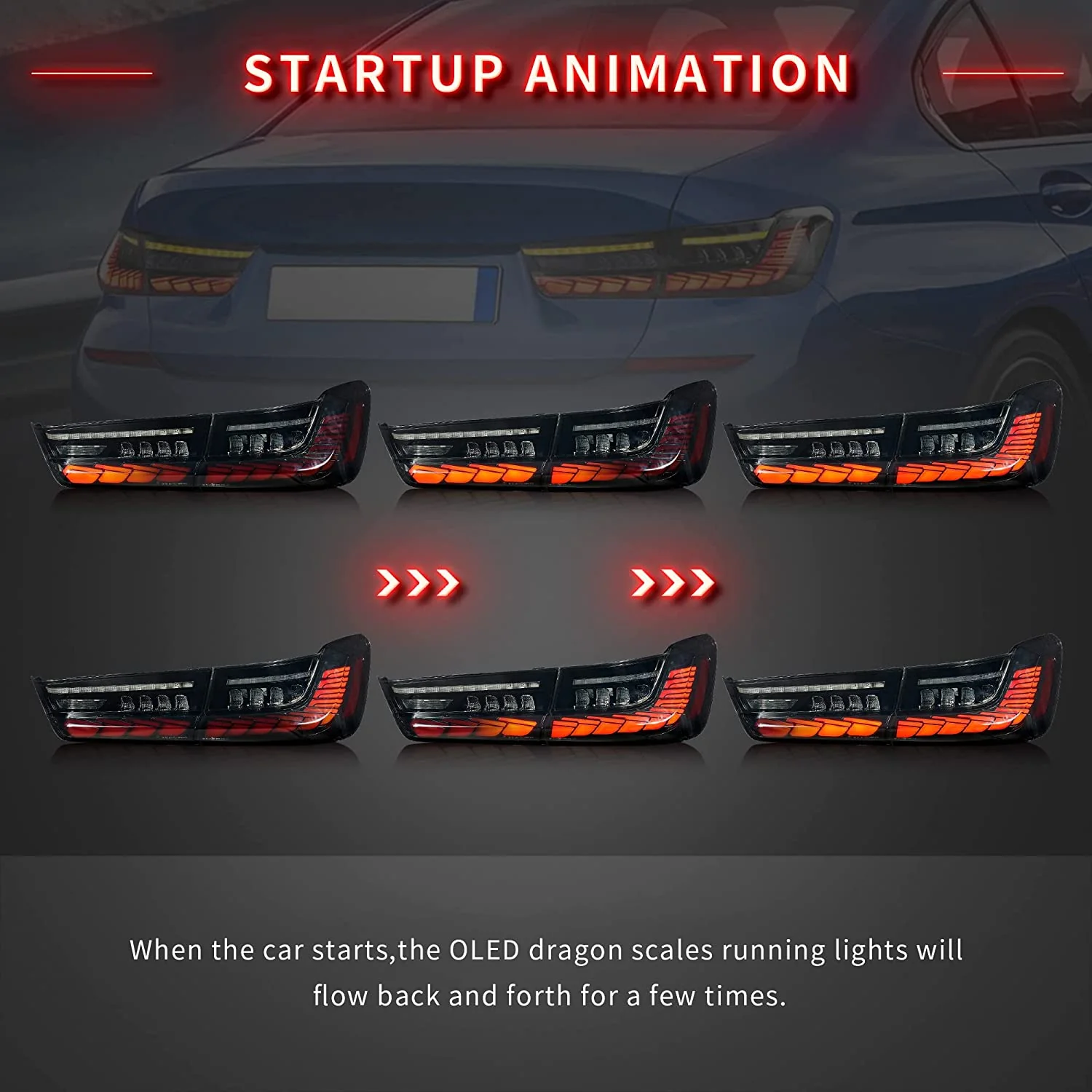 VLAND OLED Tail Lights For 2019 -2021 BMW 3 Series G20 G80 M3 GTS With Dragon Scales Start-up Animation(Fit For European models) - Image 3