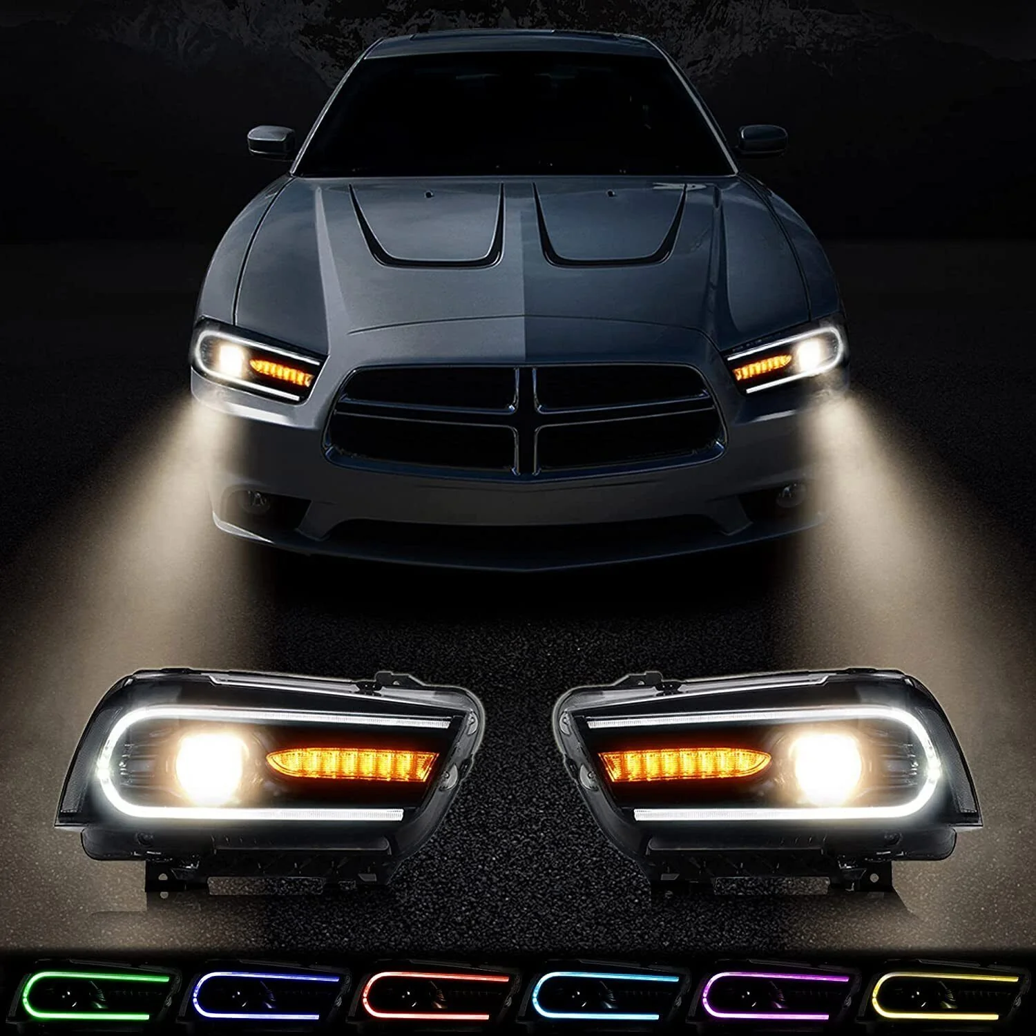 VLAND LED Headlights RGB Color For Dodge Charger 2011-2014 - Image 10