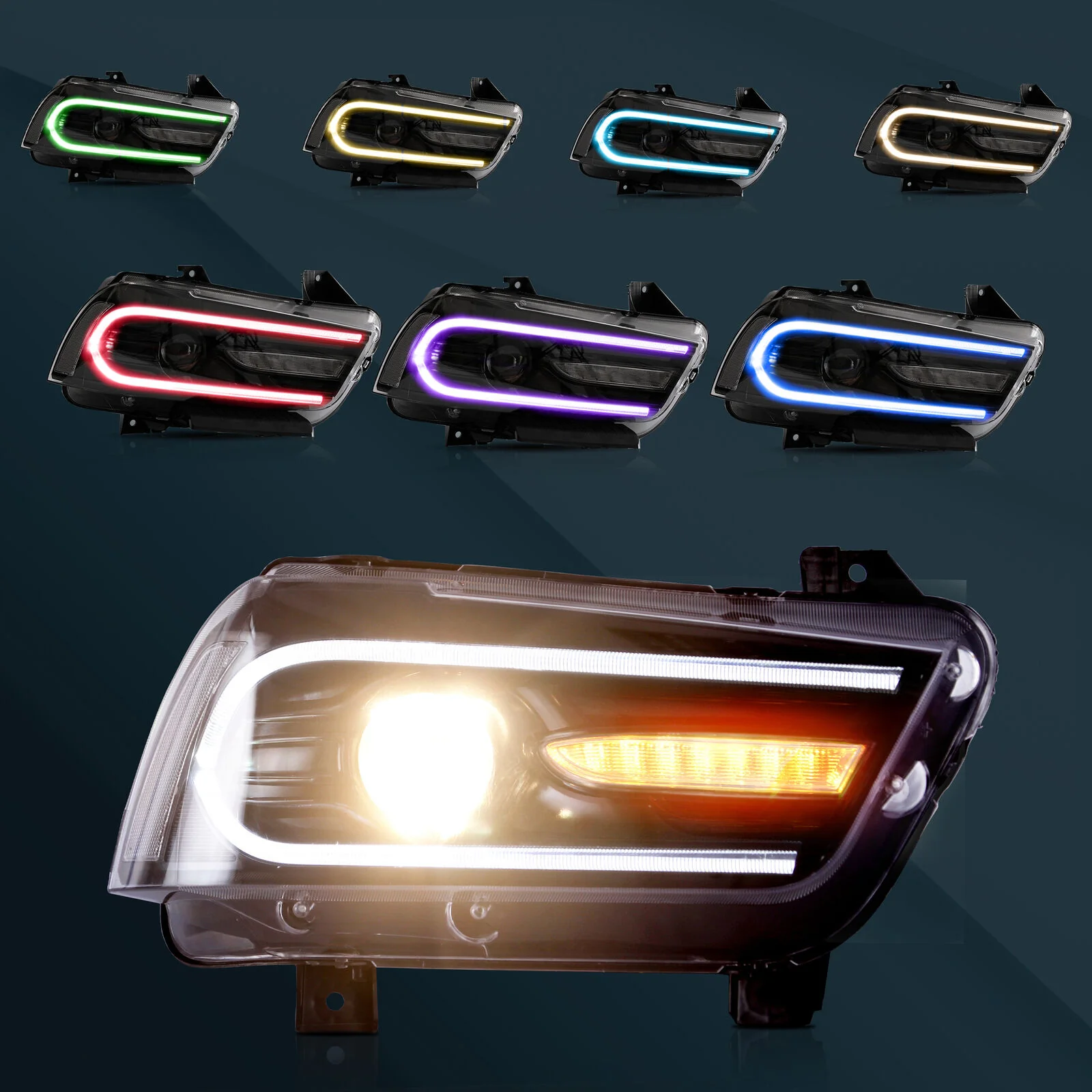 VLAND LED Headlights RGB Color For Dodge Charger 2011-2014 - Image 2