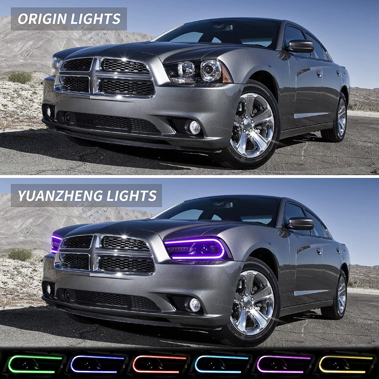 VLAND LED Headlights RGB Color For Dodge Charger 2011-2014 - Image 7