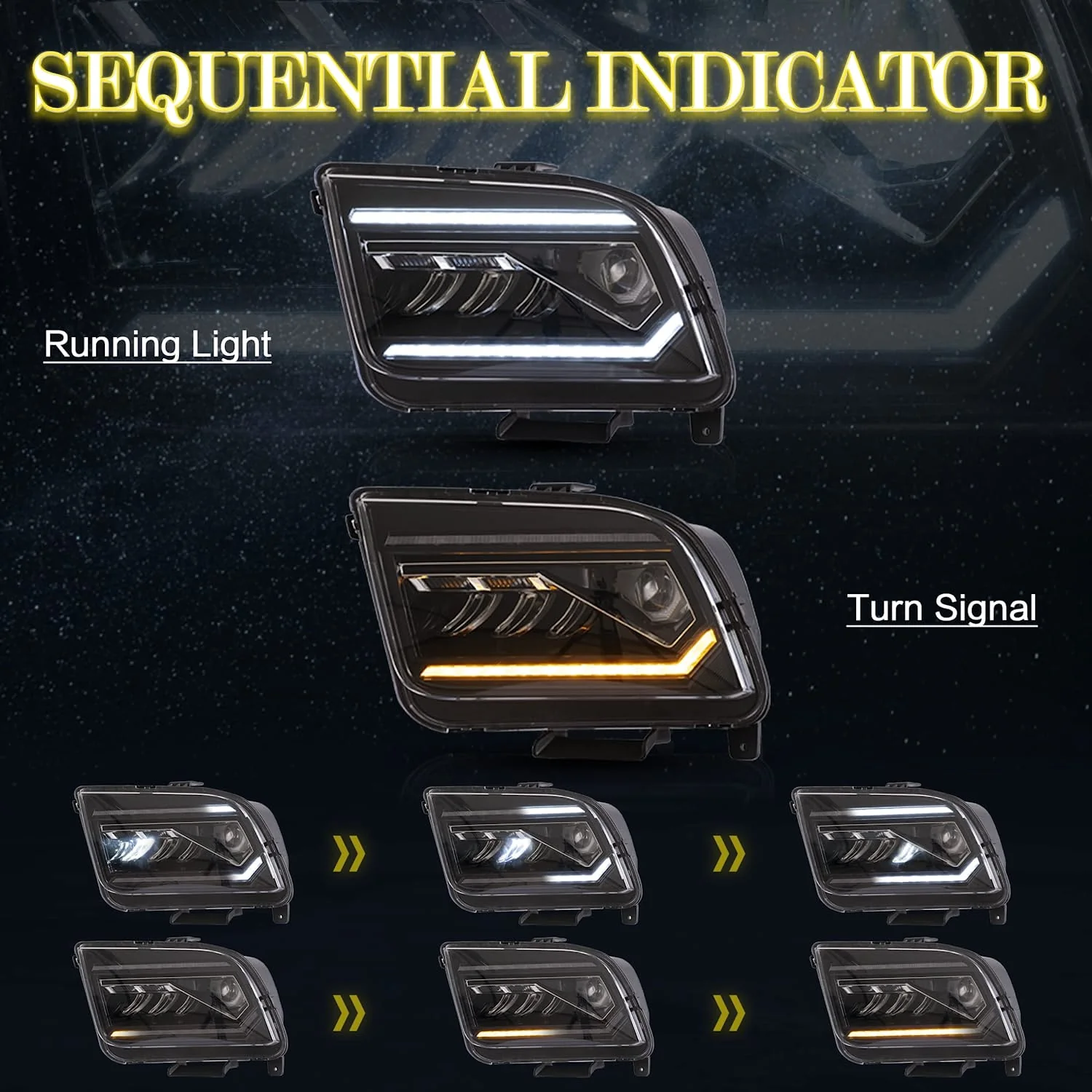 VLAND Full LED Headlights For Ford Mustang 2005-2009 With Start Up Animation - Image 2