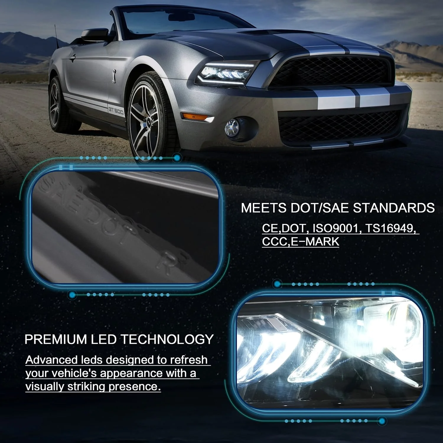 VLAND Full LED Headlights For Ford Mustang 2005-2009 With Start Up Animation - Image 4