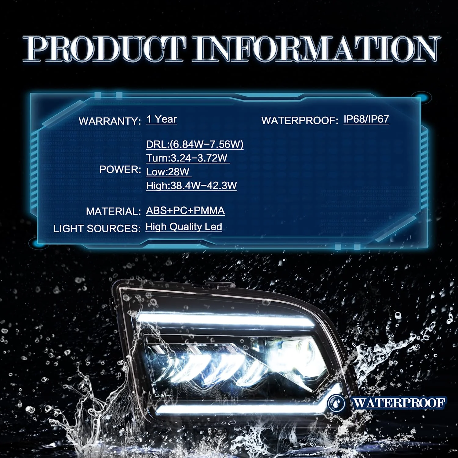 VLAND Full LED Headlights For Ford Mustang 2005-2009 With Start Up Animation - Image 5