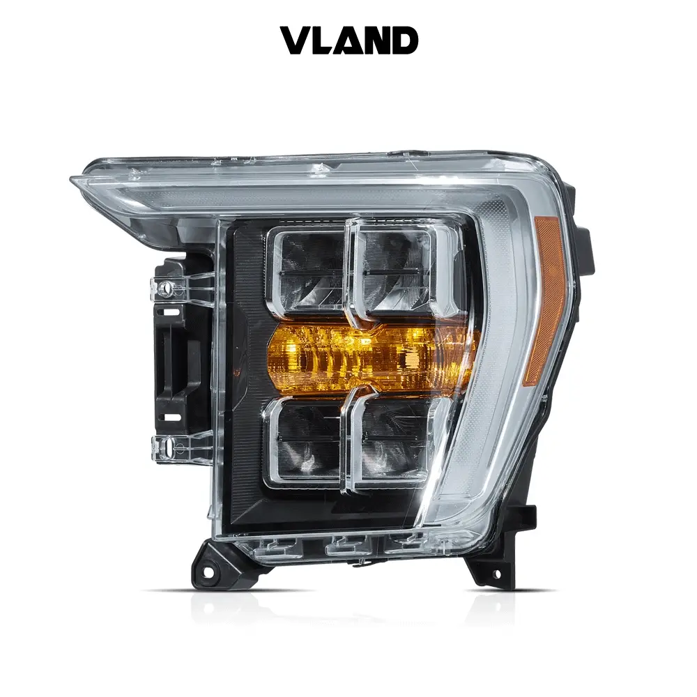 VLAND LED Headlights For Ford F150 2021-2023 Reflector Dual Beam Lens Amber Mark - Image 2