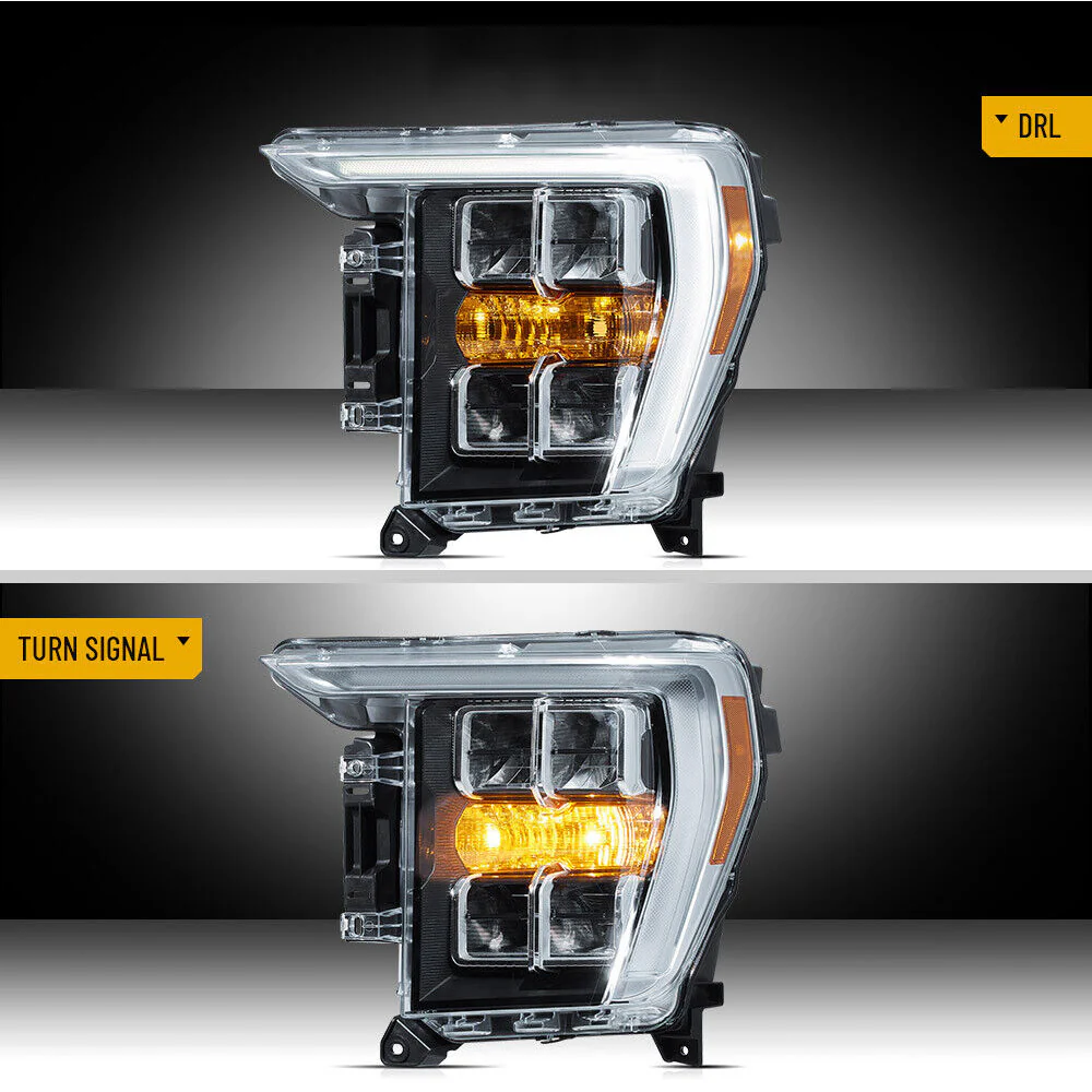 VLAND LED Headlights For Ford F150 2021-2023 Reflector Dual Beam Lens Amber Mark - Image 4