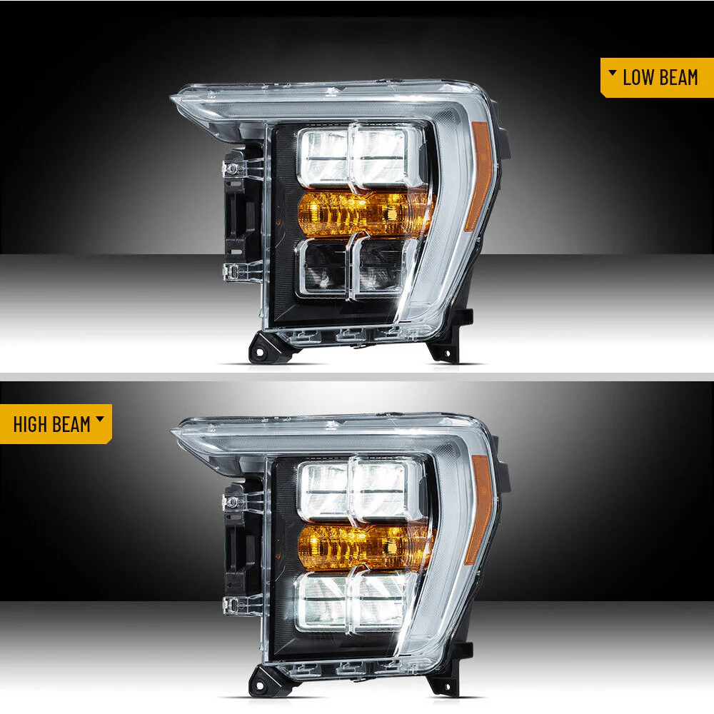 VLAND LED Headlights For Ford F150 2021-2023 Reflector Dual Beam Lens Amber Mark - Image 5