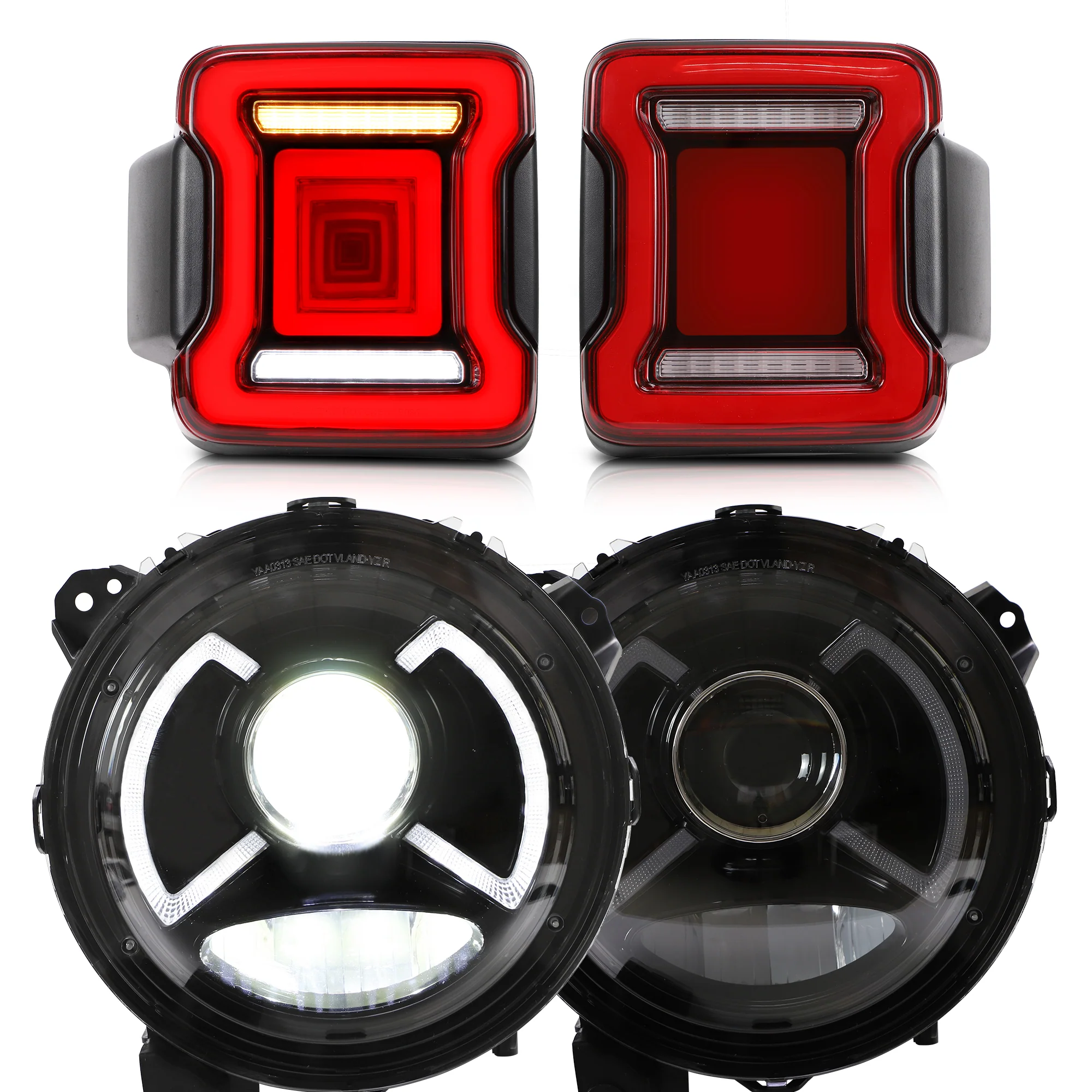 VLAND Full LED 9 inches Headlights and Tail Lights For 2018-2023 Jeep Wrangler JL, JLU - Image 17