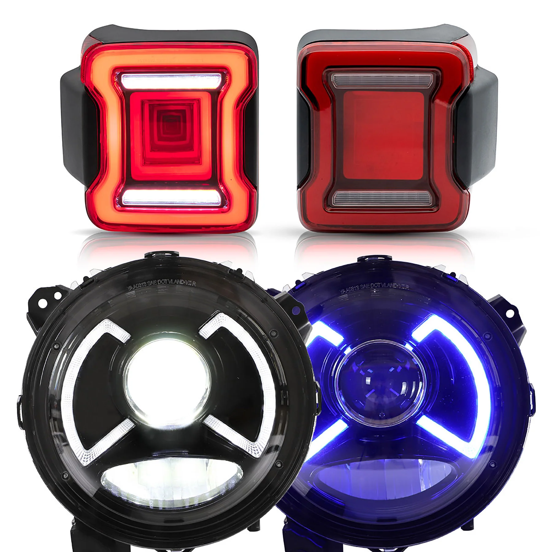 VLAND Full LED 9 inches Headlights and Tail Lights For 2018-2023 Jeep Wrangler JL, JLU - Image 2