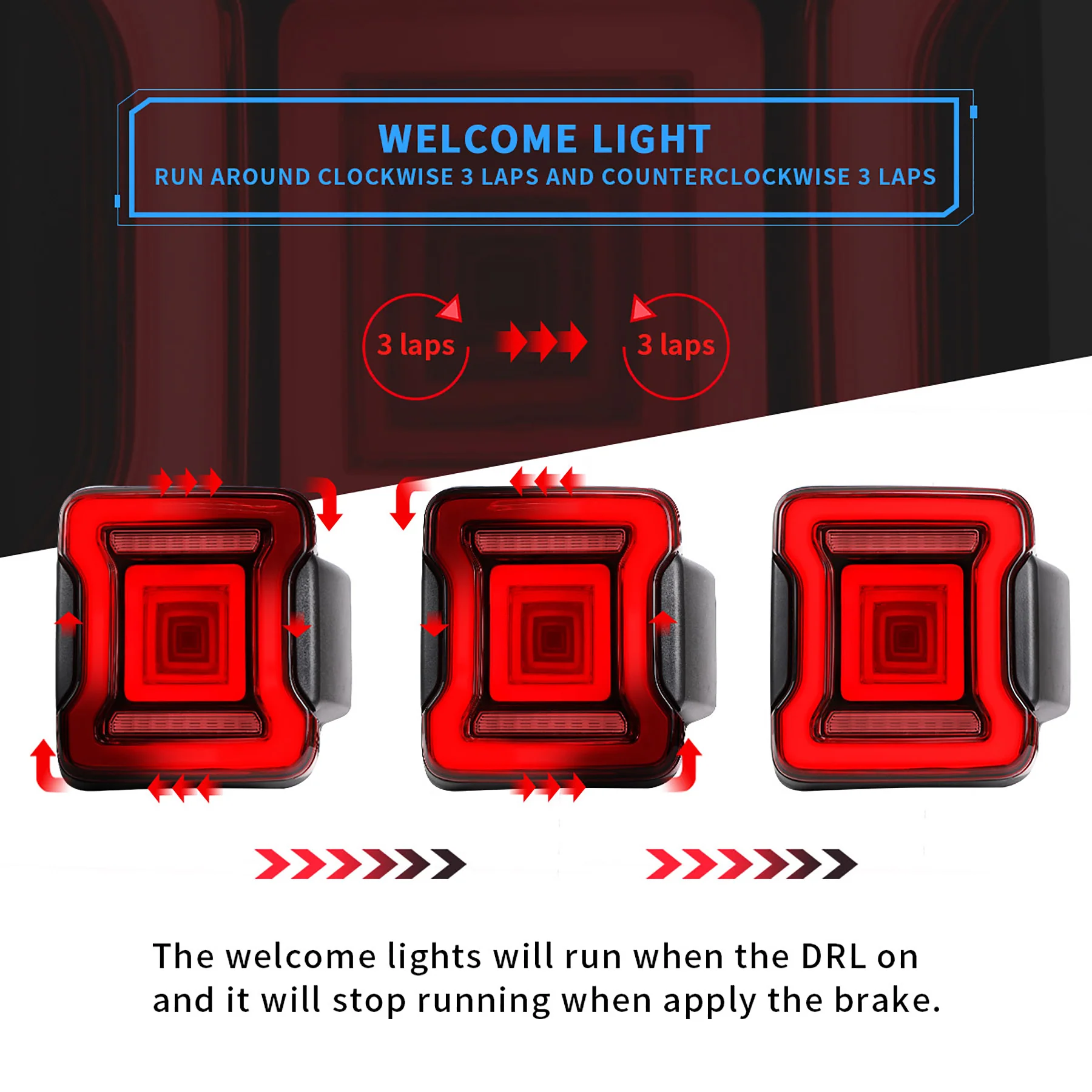 VLAND Full LED 9 inches Headlights and Tail Lights For 2018-2023 Jeep Wrangler JL, JLU - Image 6