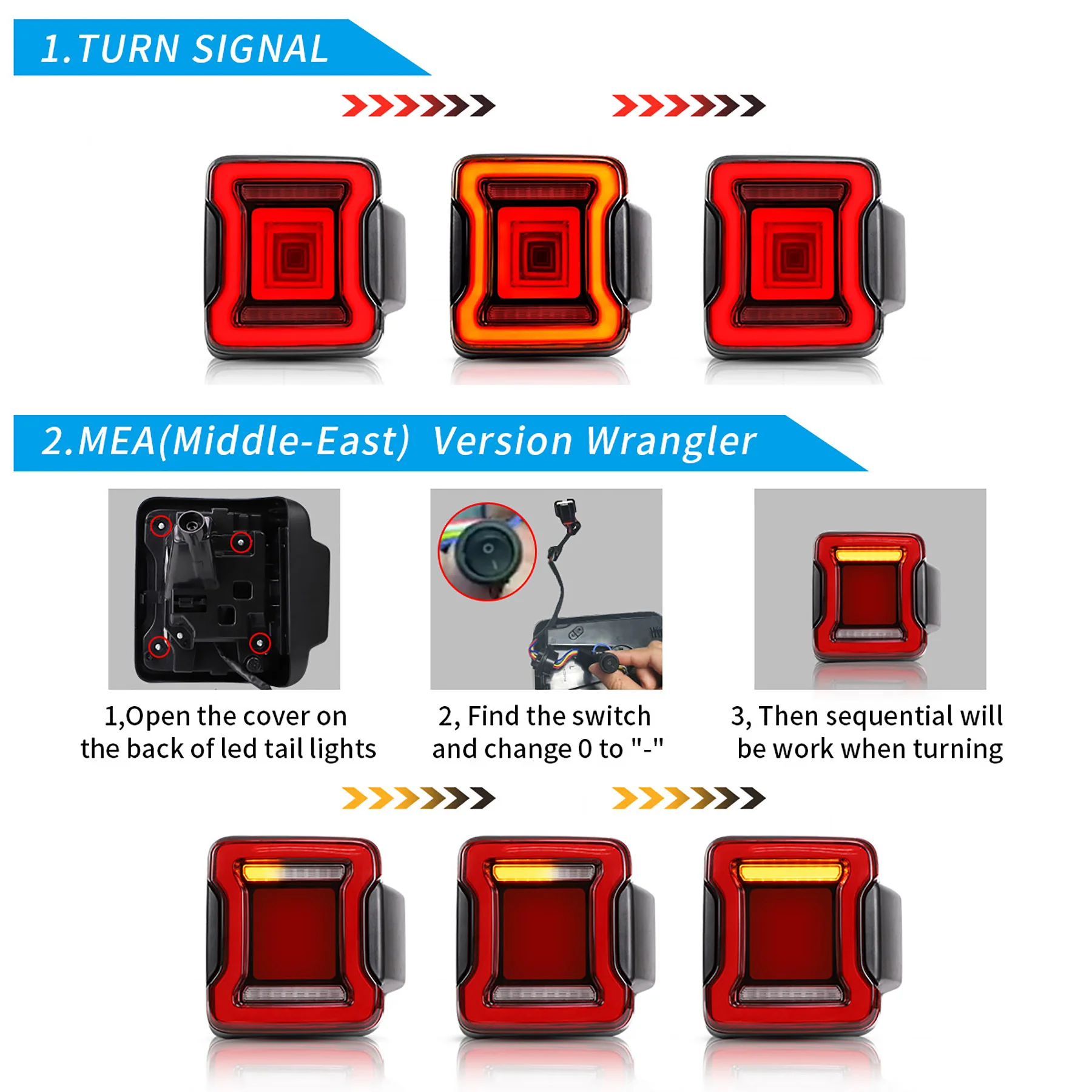 VLAND Full LED 9 inches Headlights and Tail Lights For 2018-2023 Jeep Wrangler JL, JLU - Image 8