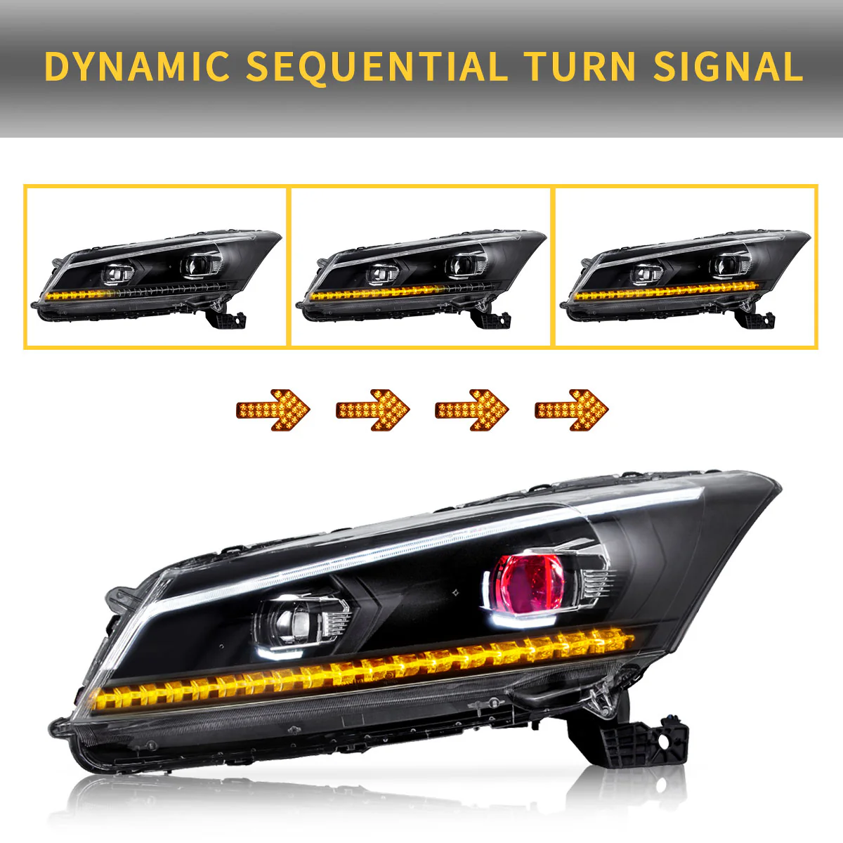VLAND Dual Beam Headlights With Demon Eyes For Honda Accord 2008-2012 - Image 3