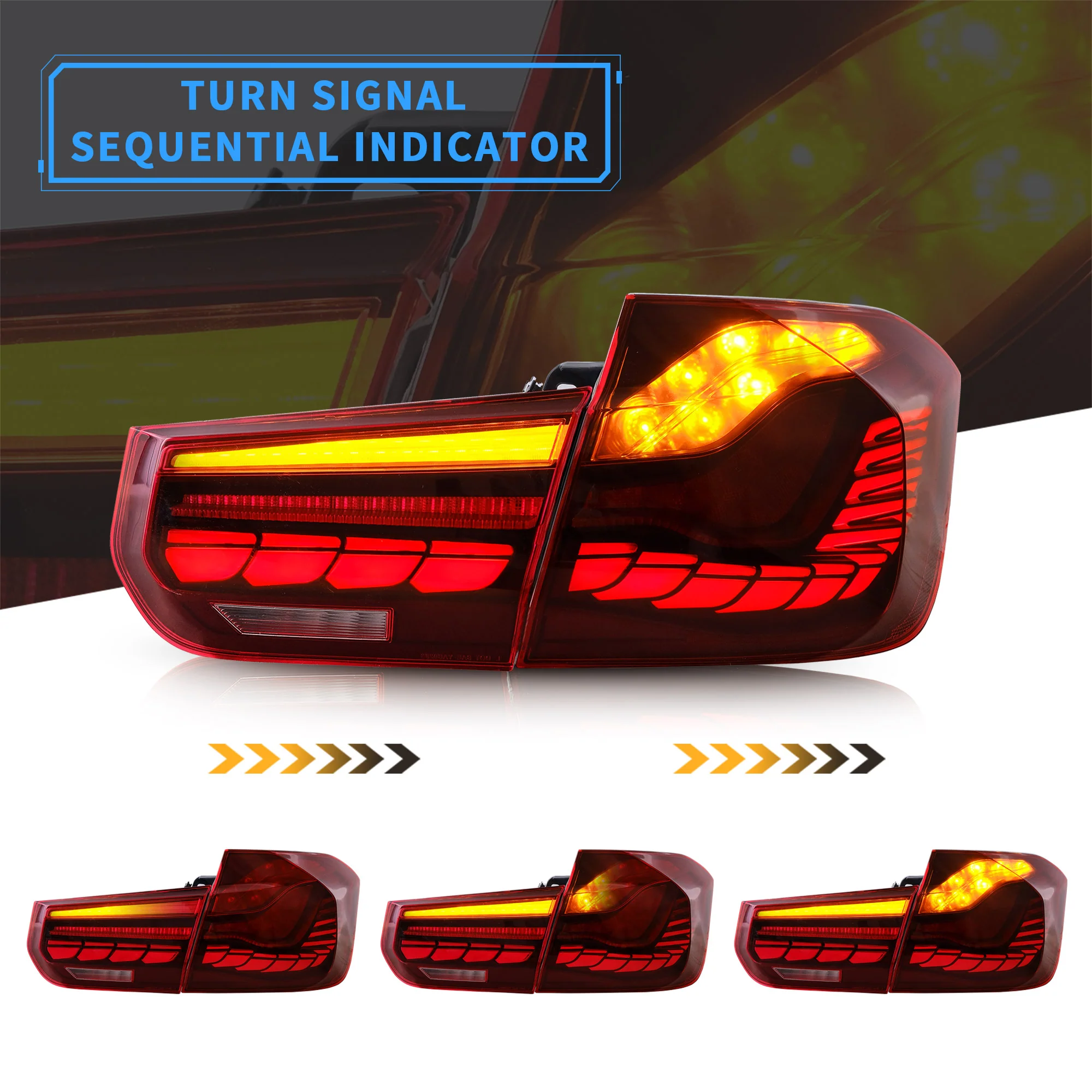 VLAND OLED Tail Lights For BMW 3-Series F30 F35 F80 Sedan 2012-2019 with Dynamic Animation Lighting - Image 3