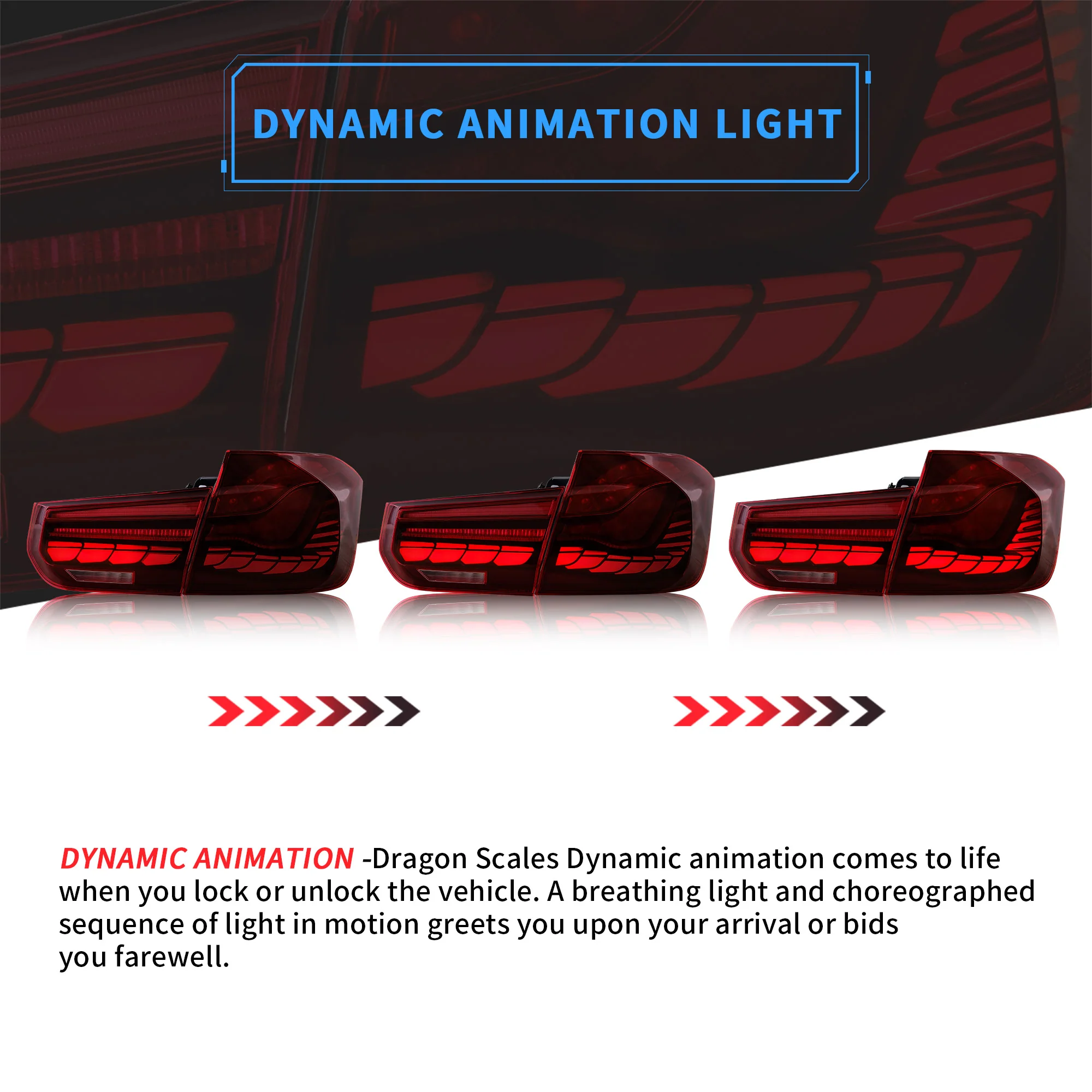 VLAND OLED Tail Lights For BMW 3-Series F30 F35 F80 Sedan 2012-2019 with Dynamic Animation Lighting - Image 4