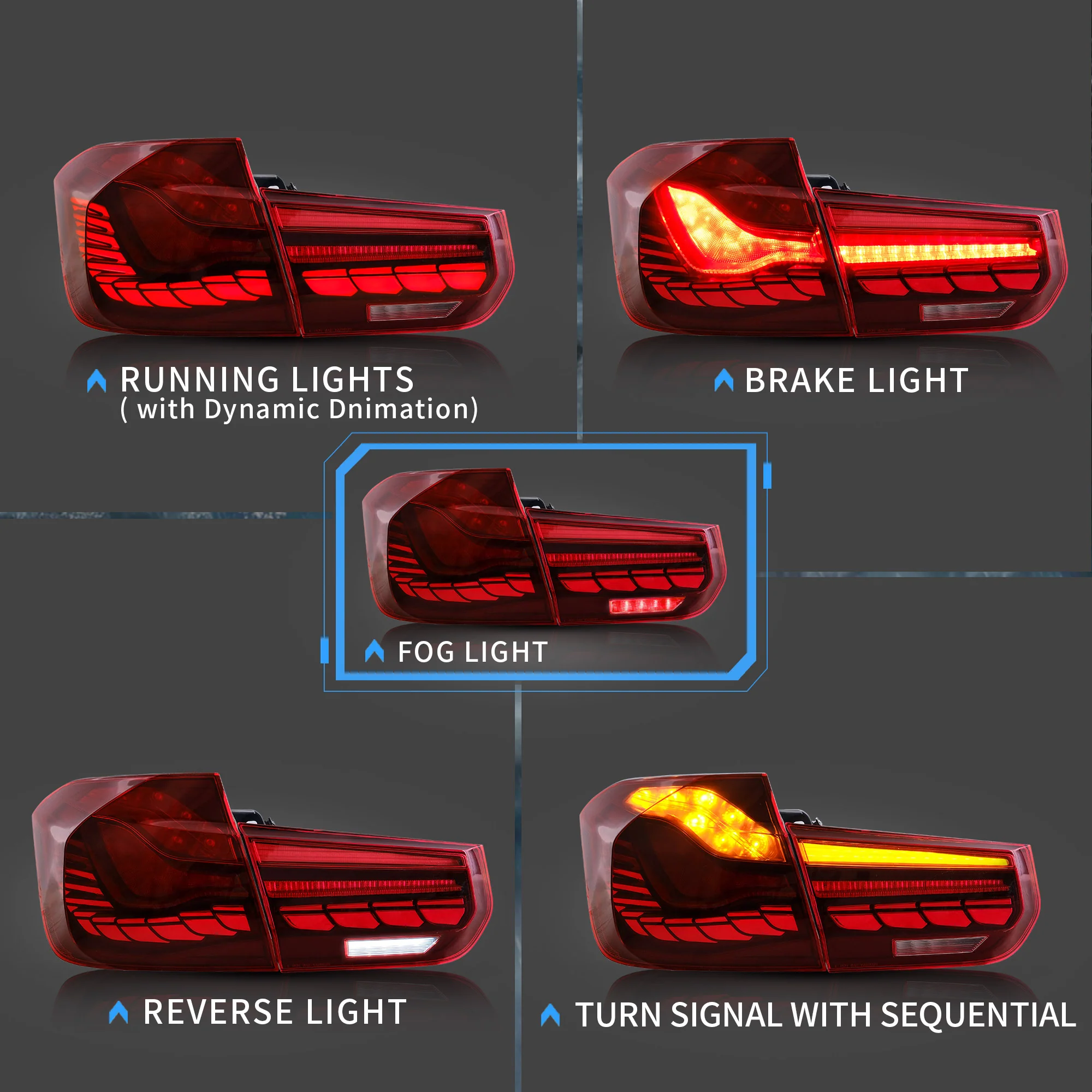 VLAND OLED Tail Lights For BMW 3-Series F30 F35 F80 Sedan 2012-2019 with Dynamic Animation Lighting - Image 5