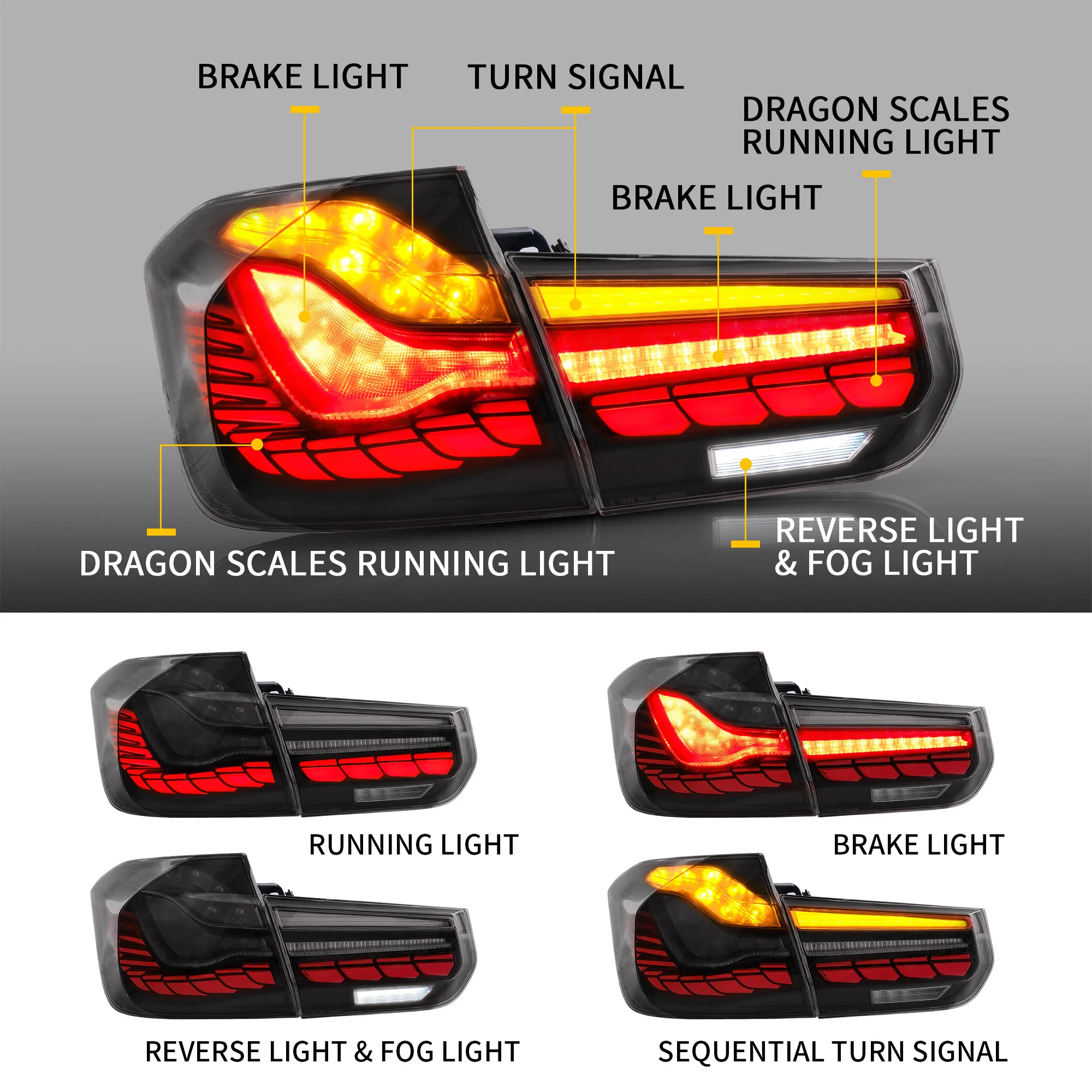 VLAND OLED Tail Lights For BMW 3-Series F30 F35 F80 Sedan 2012-2019 with Dynamic Animation Lighting - Image 8