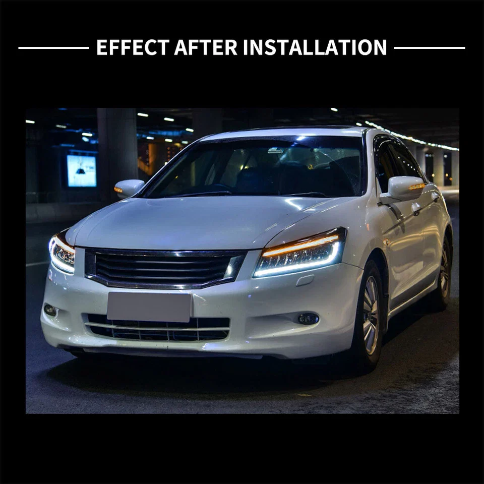 VLAND Full LED Headlights For 2008-2012 Honda Accord 8th Gen W/Dynamic&Sequential - Image 8
