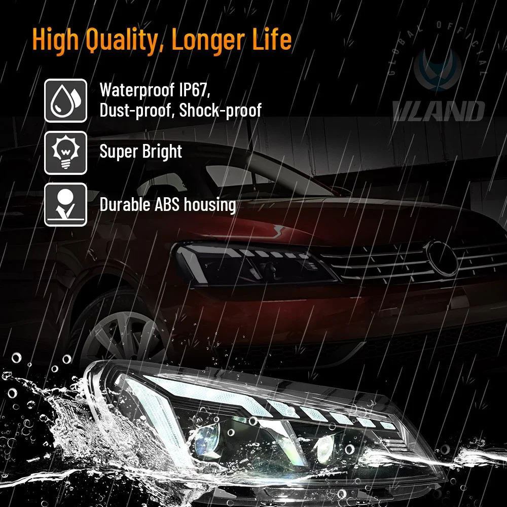 VLAND Full LED Projector Headlights For 2011-2015 Volkswagen Passat W/DRL Startup Animation - Image 7