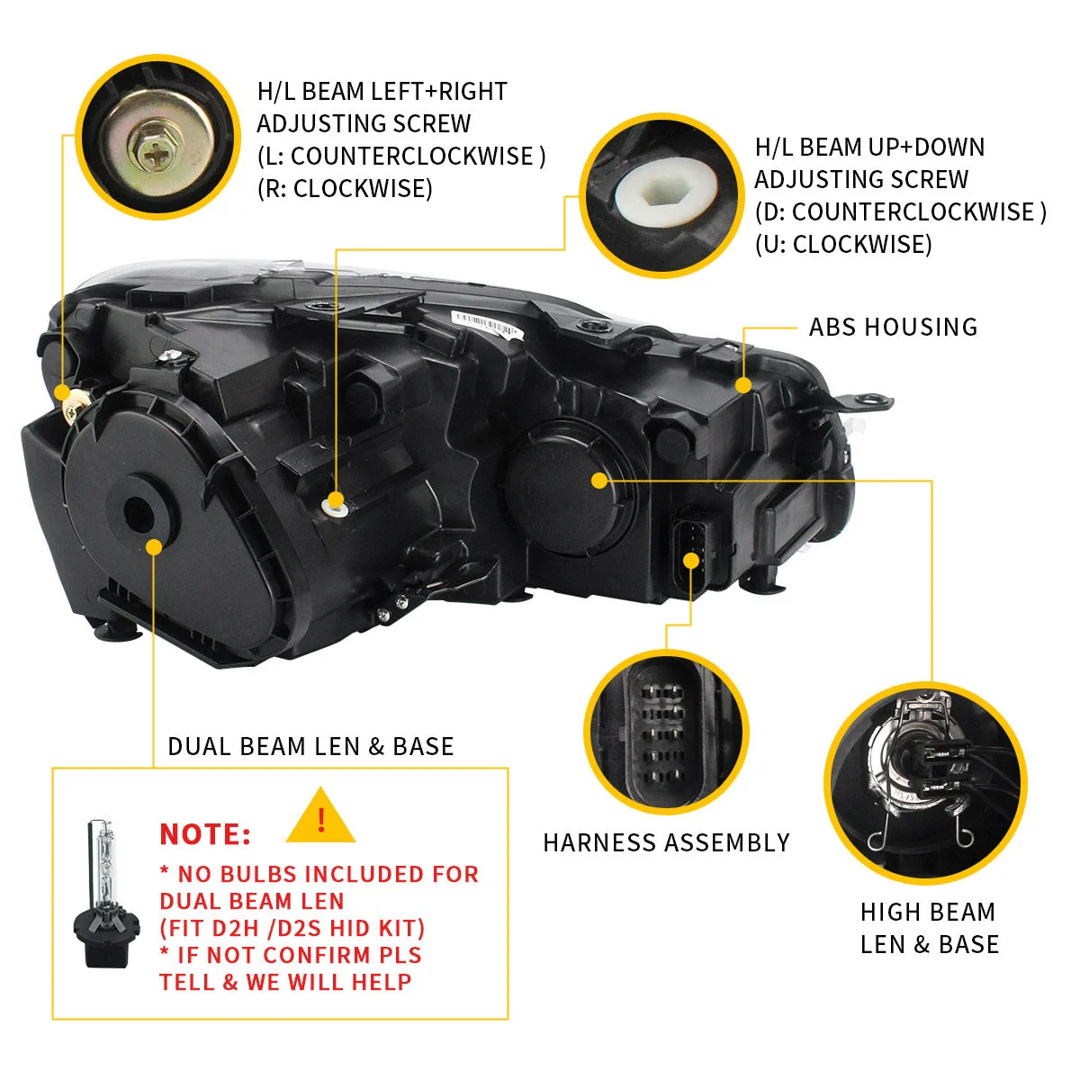VLAND Projector Headlights with Bulbs For Volkswagen Golf MK6 2009-2014(Europe is 2008-2012) - Image 5