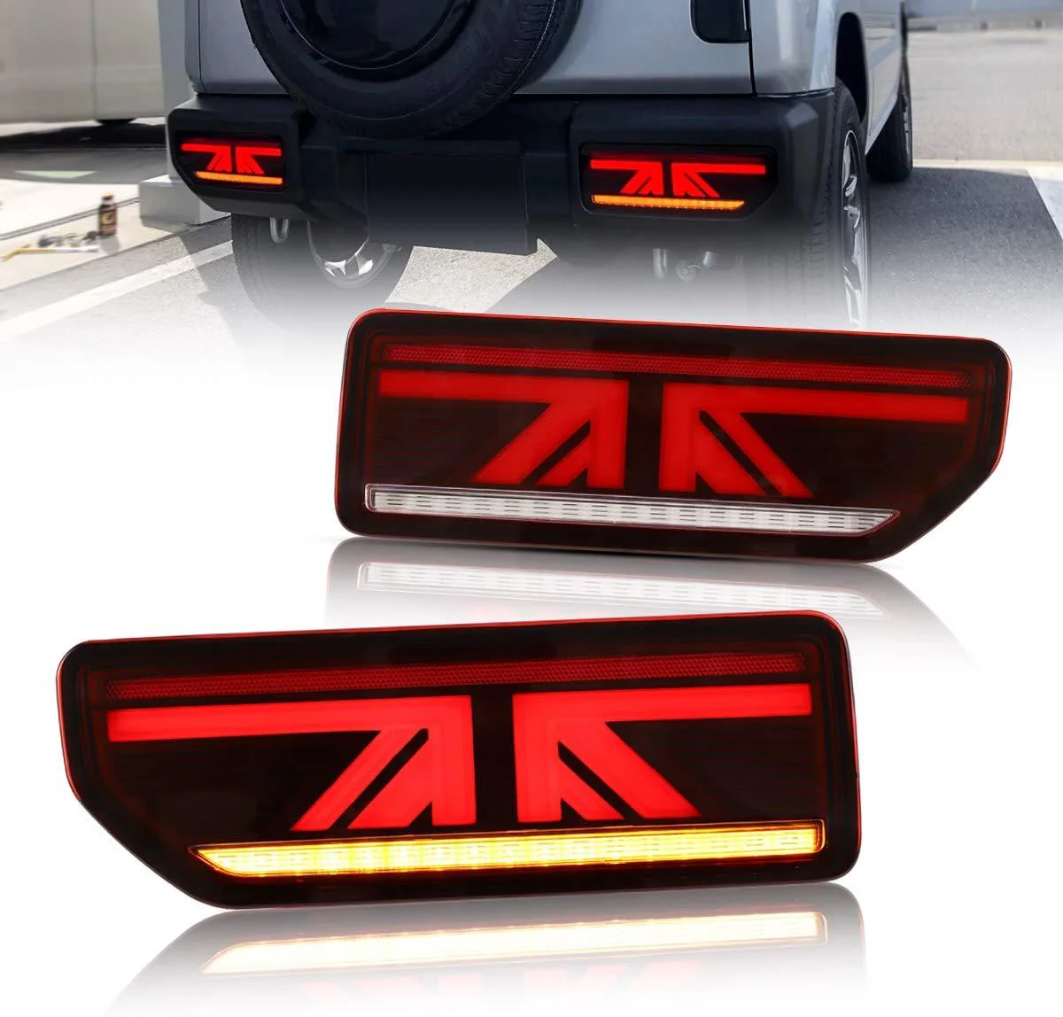 VLAND for Suzuki Jimny LED Rear Lights 2019-up Smoked / Red Clear ABS, PMMA, GLASS Material YAB-JMN-0311 - Image 2