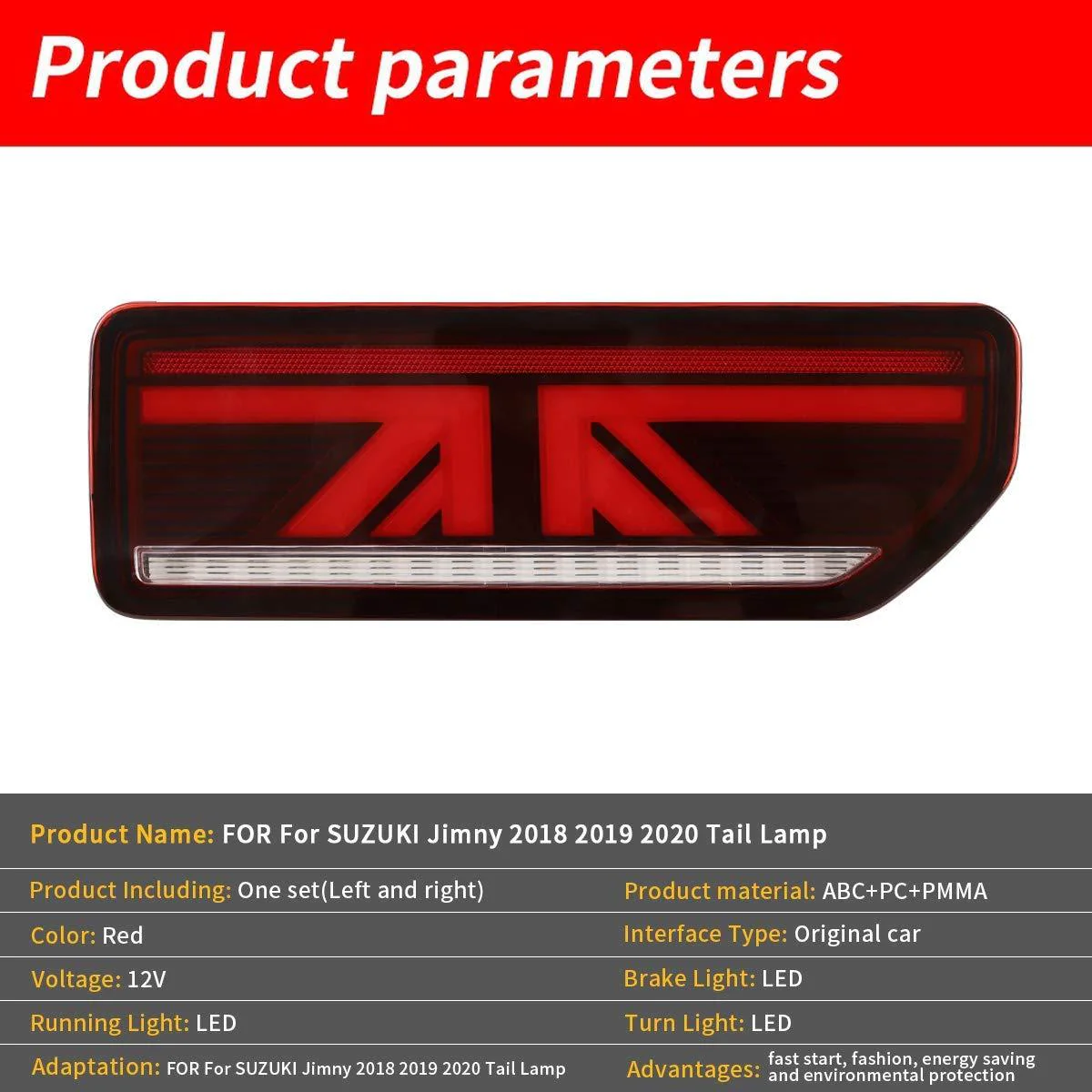 VLAND for Suzuki Jimny LED Rear Lights 2019-up Smoked / Red Clear ABS, PMMA, GLASS Material YAB-JMN-0311 - Image 5