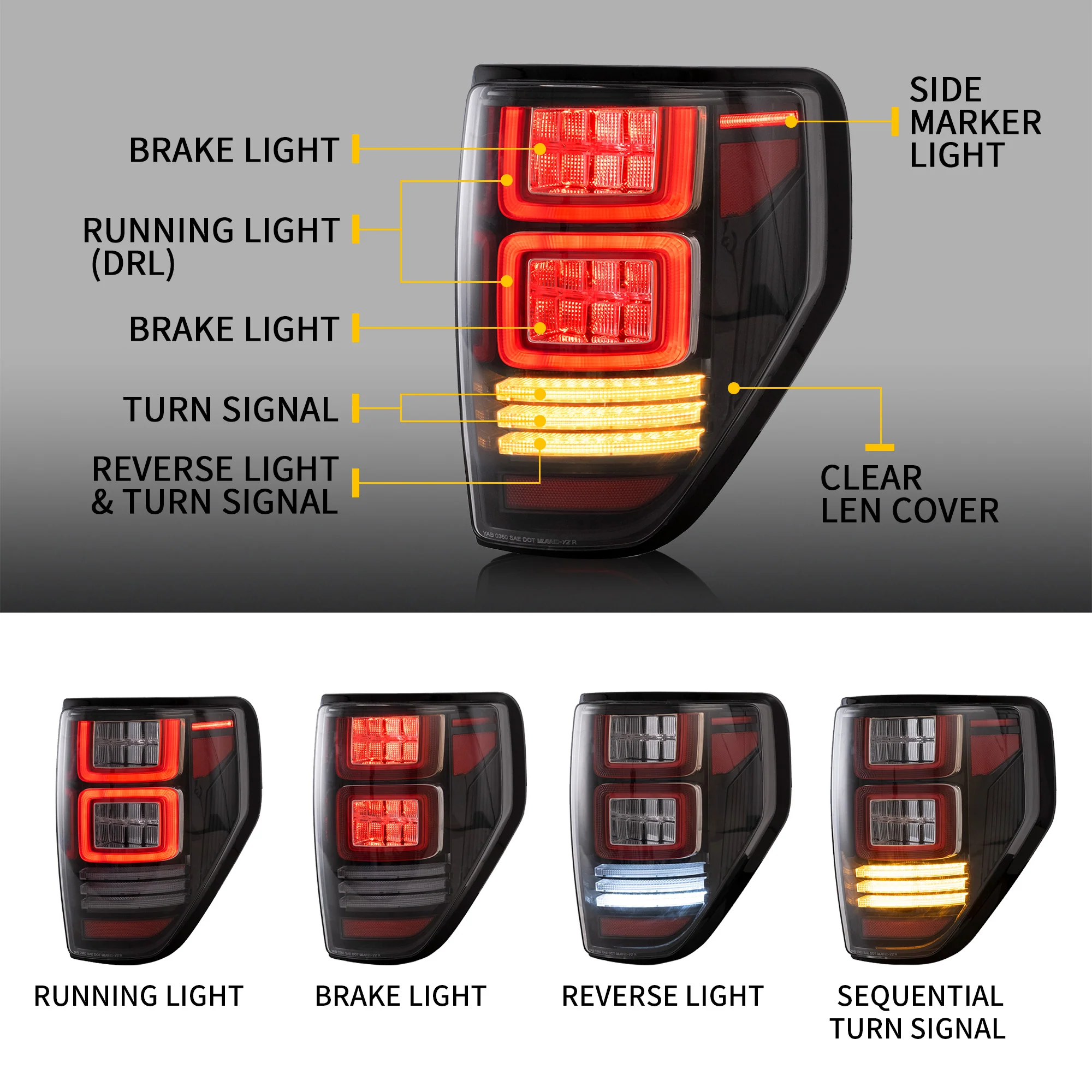 VLAND Full LED Tail Lights For Ford F150 2009-2014 - Image 5