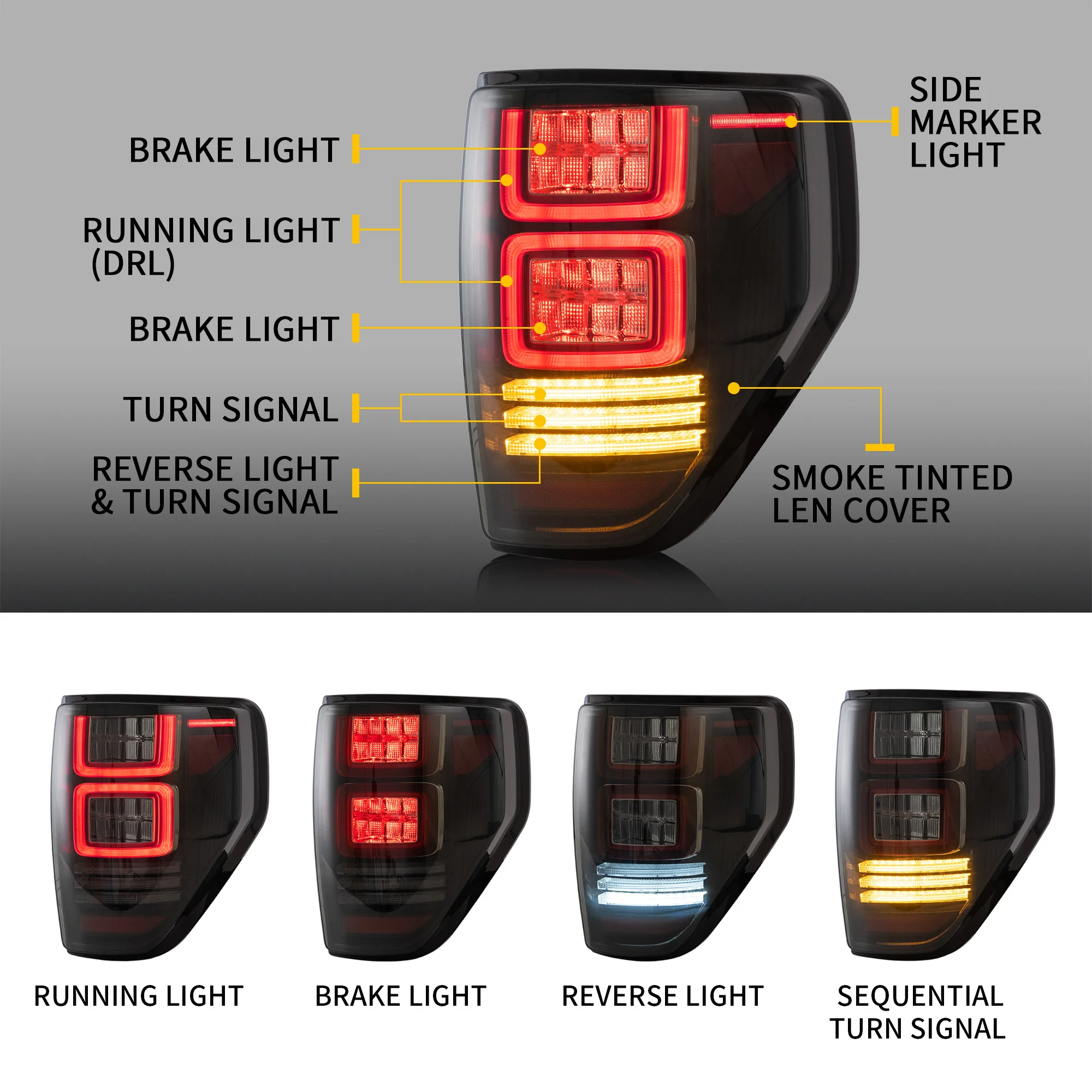 VLAND Full LED Tail Lights For Ford F150 2009-2014 - Image 6