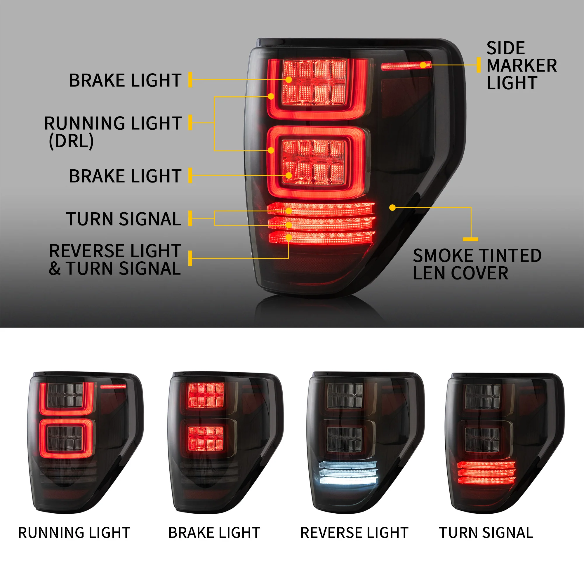 VLAND Full LED Tail Lights For Ford F150 2009-2014 - Image 8