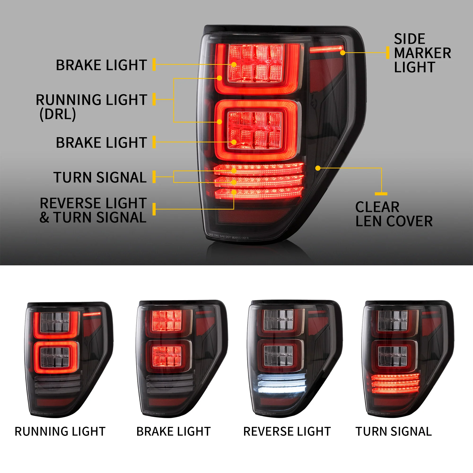 VLAND Full LED Tail Lights For Ford F150 2009-2014 - Image 9