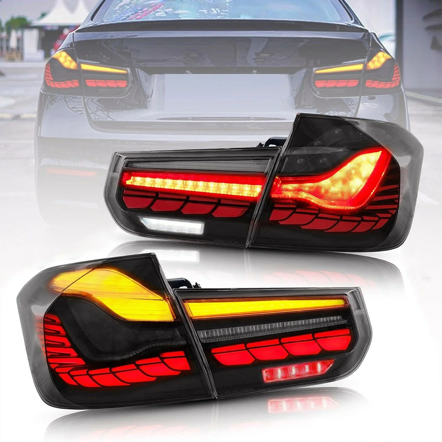 VLAND Full LED Taillights Fit for BMW 3-Series BMW F30 F35 F80 320i 328i 328D 335i M3 6th Gen Sedan 2012-2019