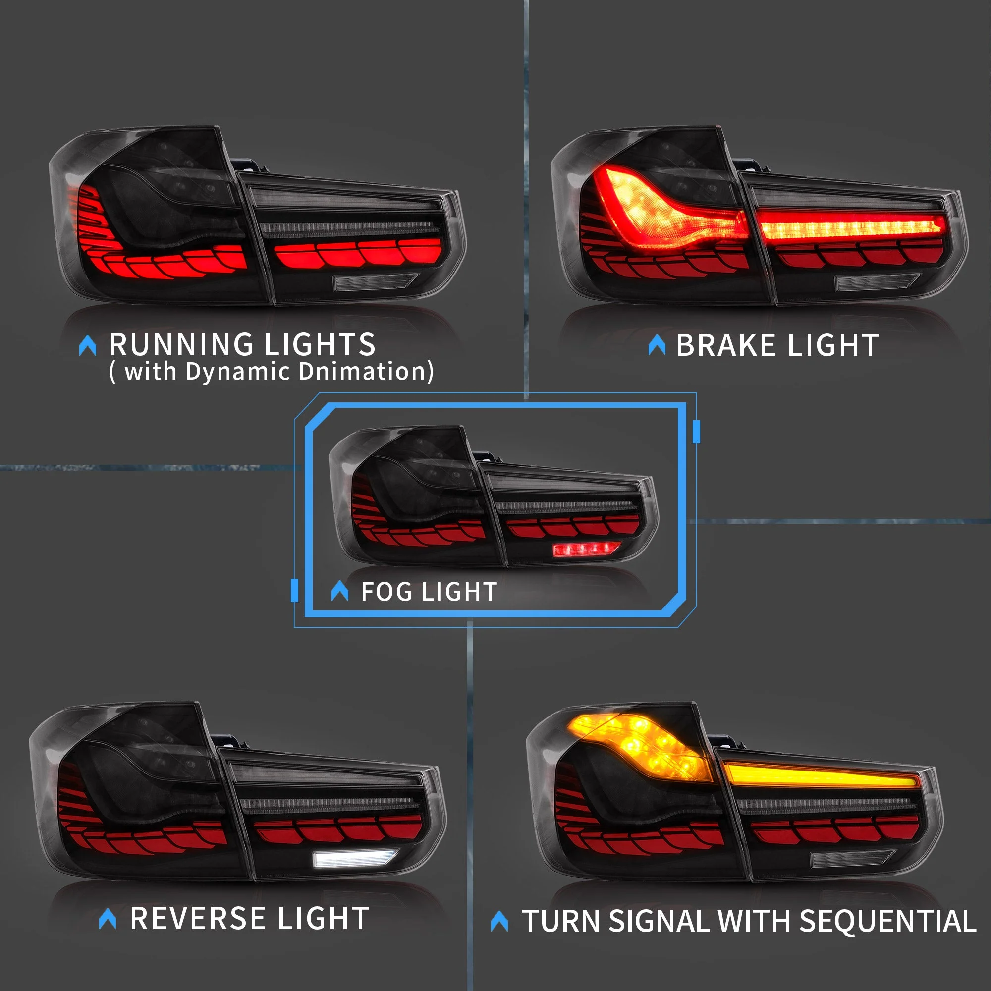VLAND Full LED Taillights Fit for BMW 3-Series BMW F30 F35 F80 320i 328i 328D 335i M3 6th Gen Sedan 2012-2019 - Image 4