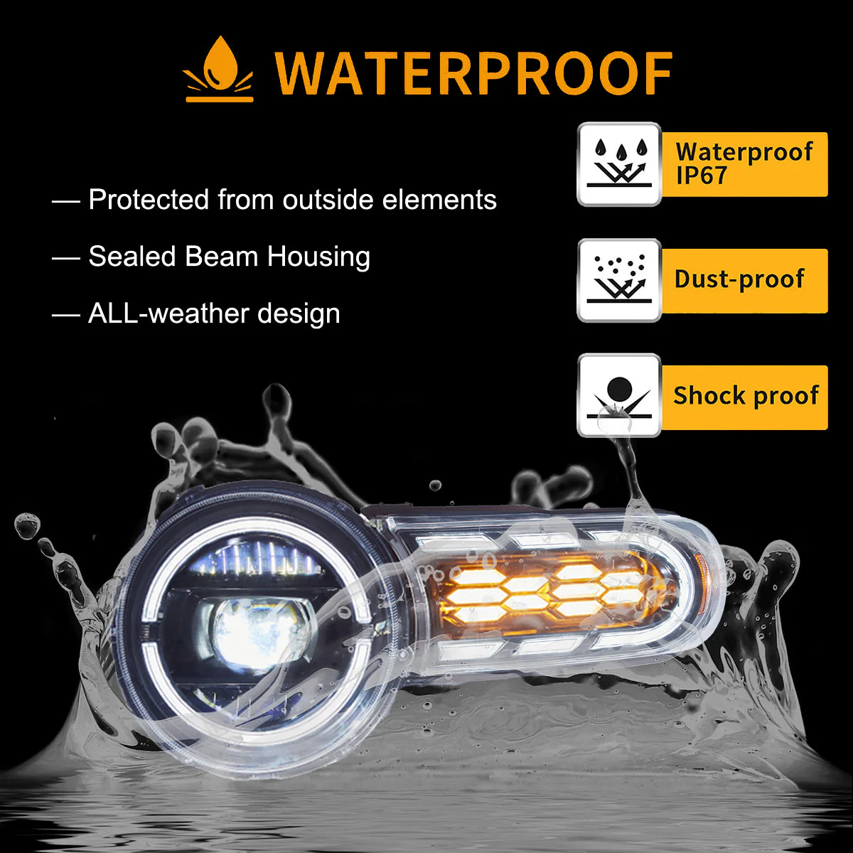 VLAND LED Dual Beam Headlights For Toyota FJ Cruiser 2007-2023 with Dynamic Animation Lighting - Image 6