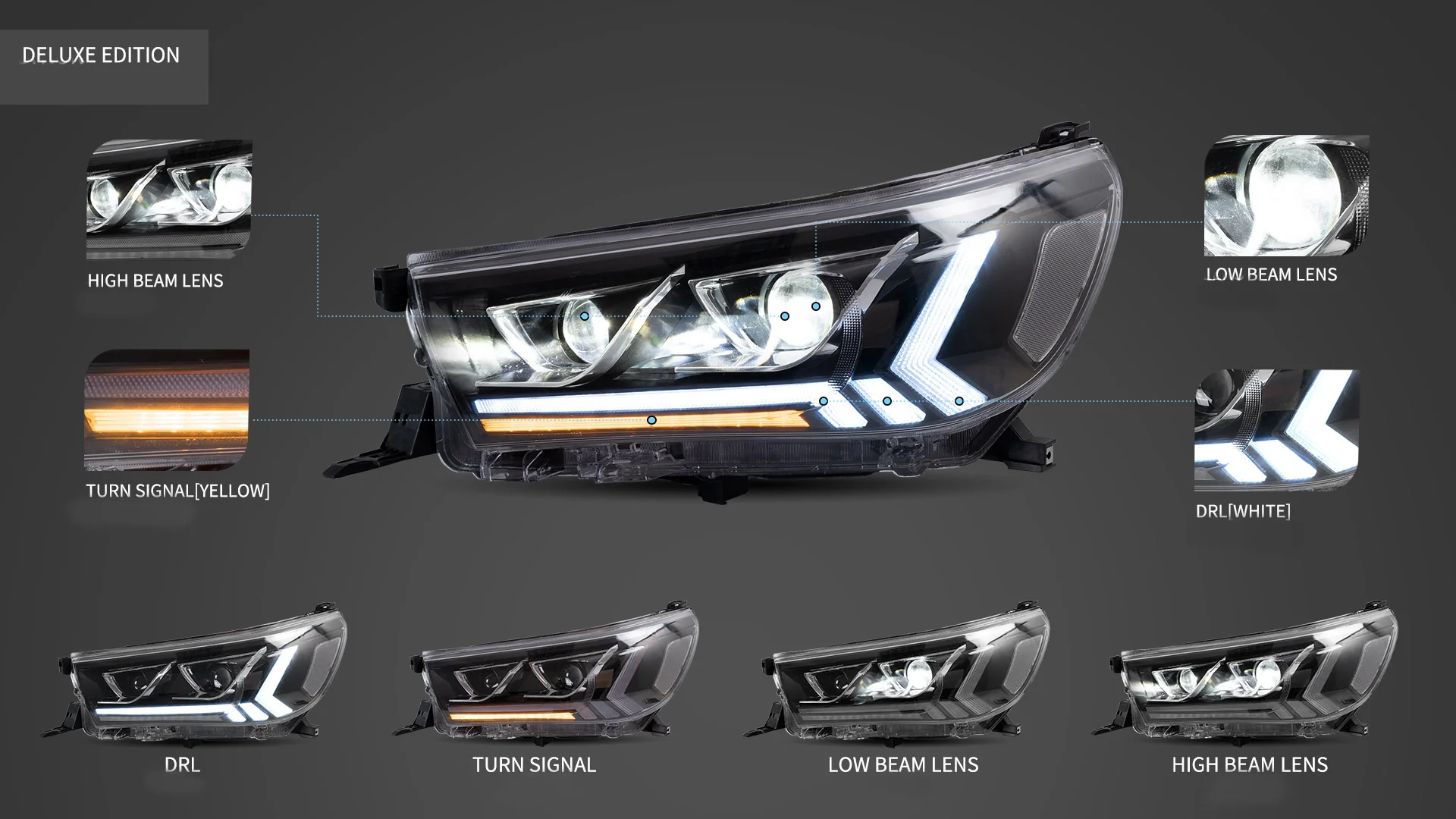 VLAND LED Headlights For Toyota Hilux Vigo Revo 2015-2020 8th Gen - Image 6