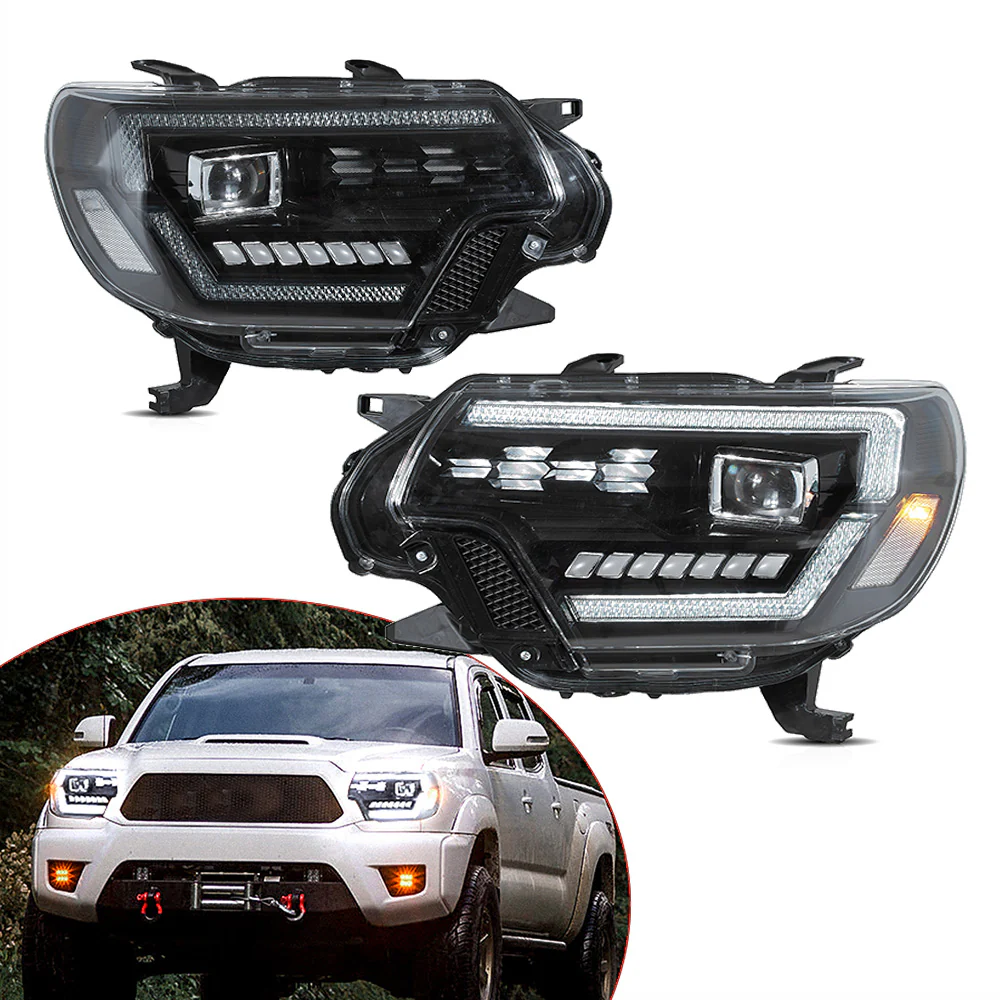 VLAND LED Projector Headlights For Toyota Tacoma 2012-2015 2nd Gen Restyled w/Dynamic DRL(Fit for American models)