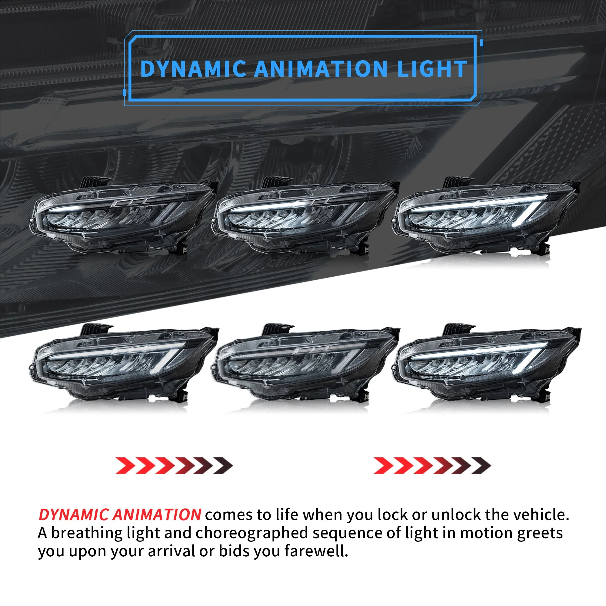 VLAND LED Headlights For 2016-2021 Honda Civic 10th Gen /Sedan / Coupe / Hatchback / Type R - Image 4