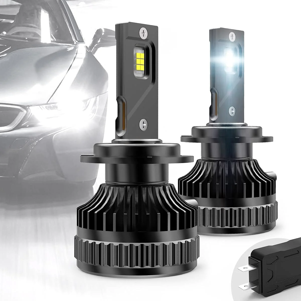 VLAND 2PCs D2S/H7/9005 LED Headlight Bulbs 35W 6000K Super Bright