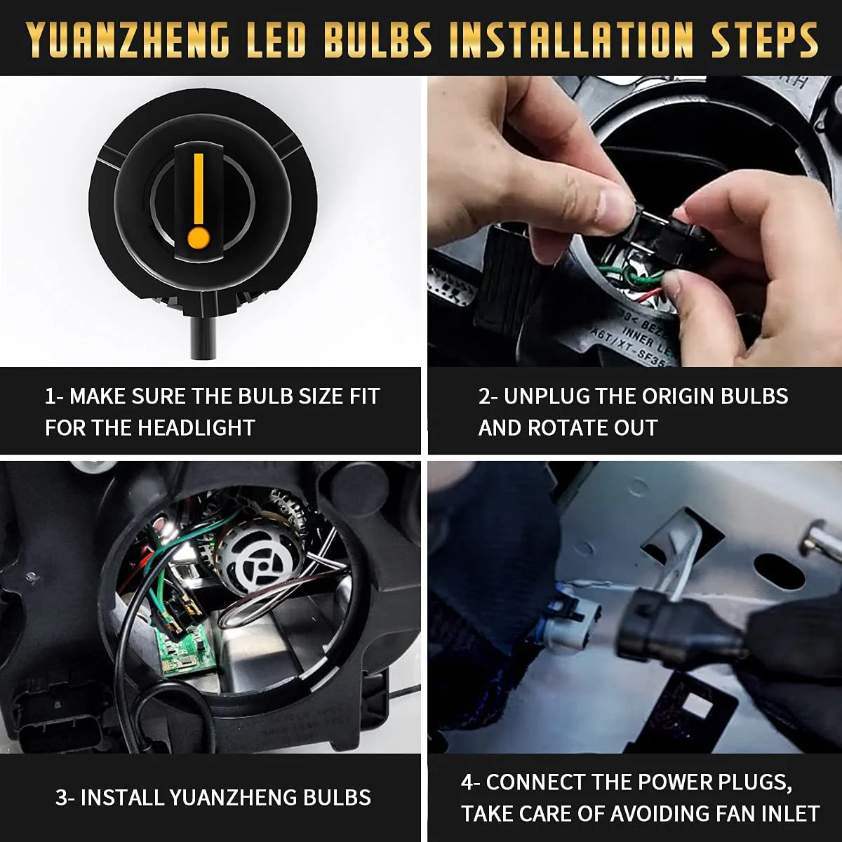 VLAND 2PCs D2S/H7/9005 LED Headlight Bulbs 35W 6000K Super Bright - Image 4