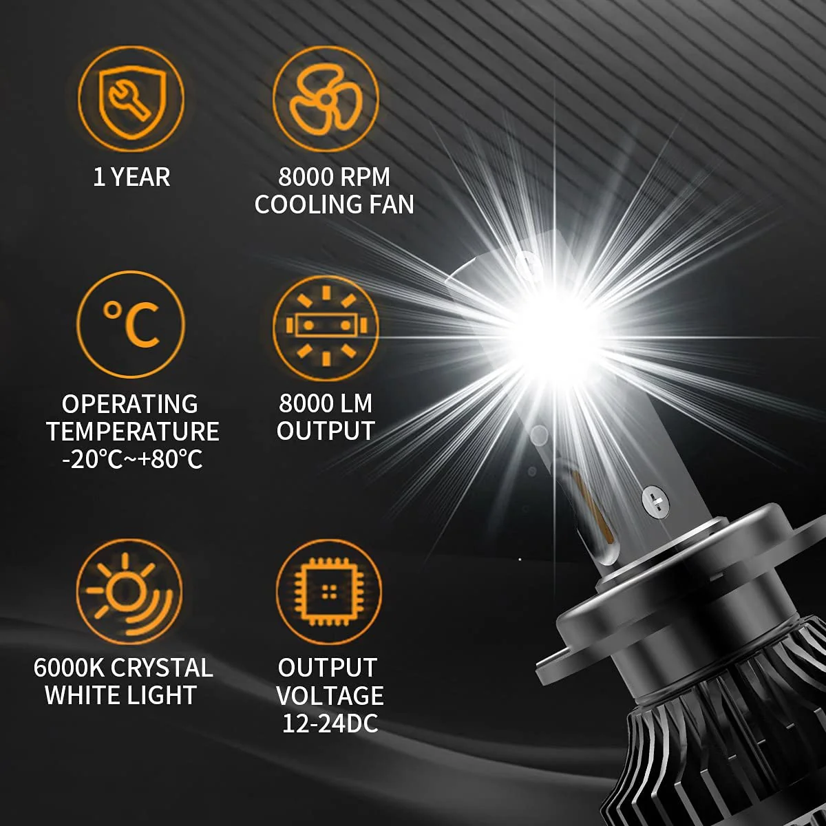 VLAND 2PCs D2S/H7/9005 LED Headlight Bulbs 35W 6000K Super Bright - Image 5