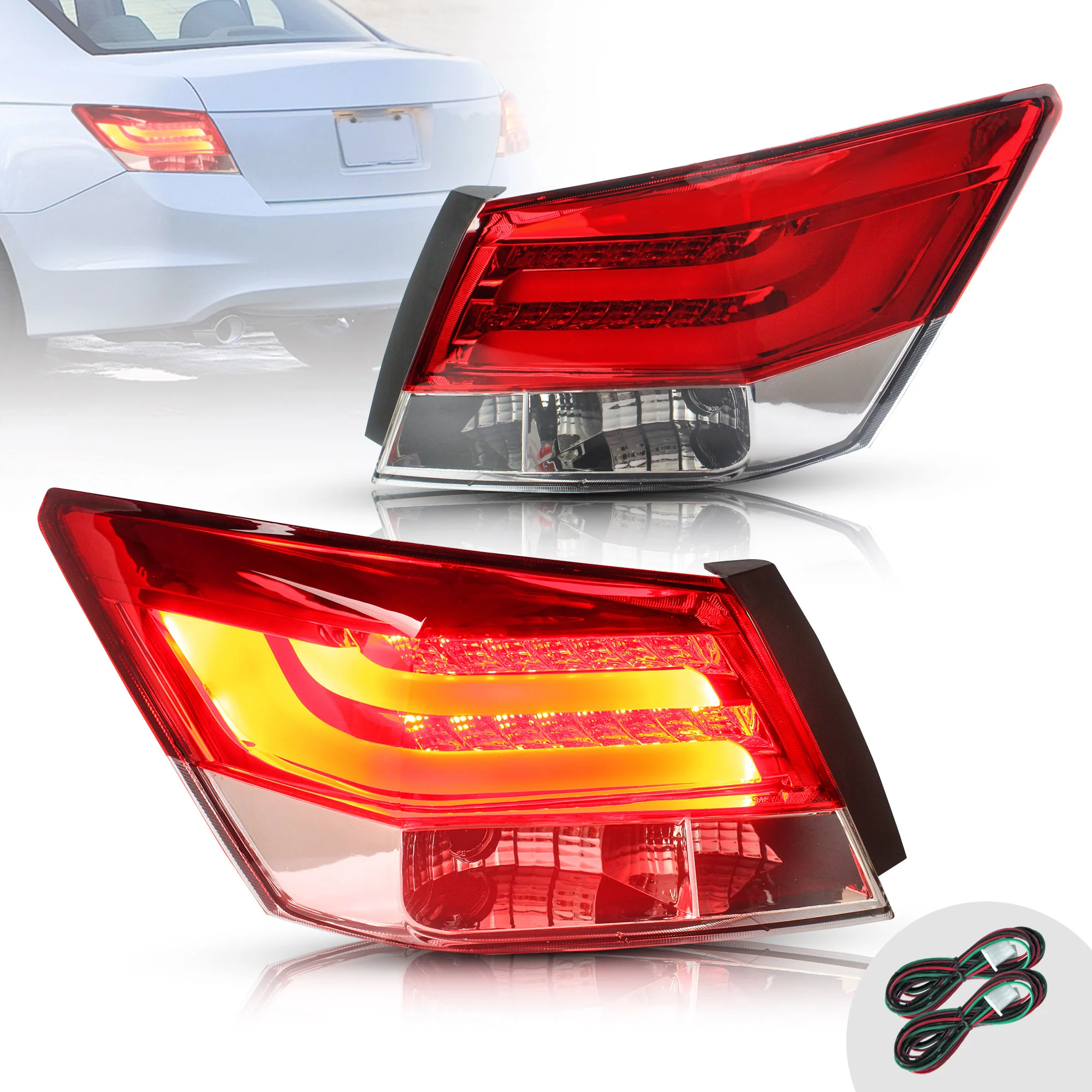 VLAND 2PCS LED Tail Lights For Honda Accord Inspire 8th Gen Sedan 2008-2013(Not For Coupe) - Image 3