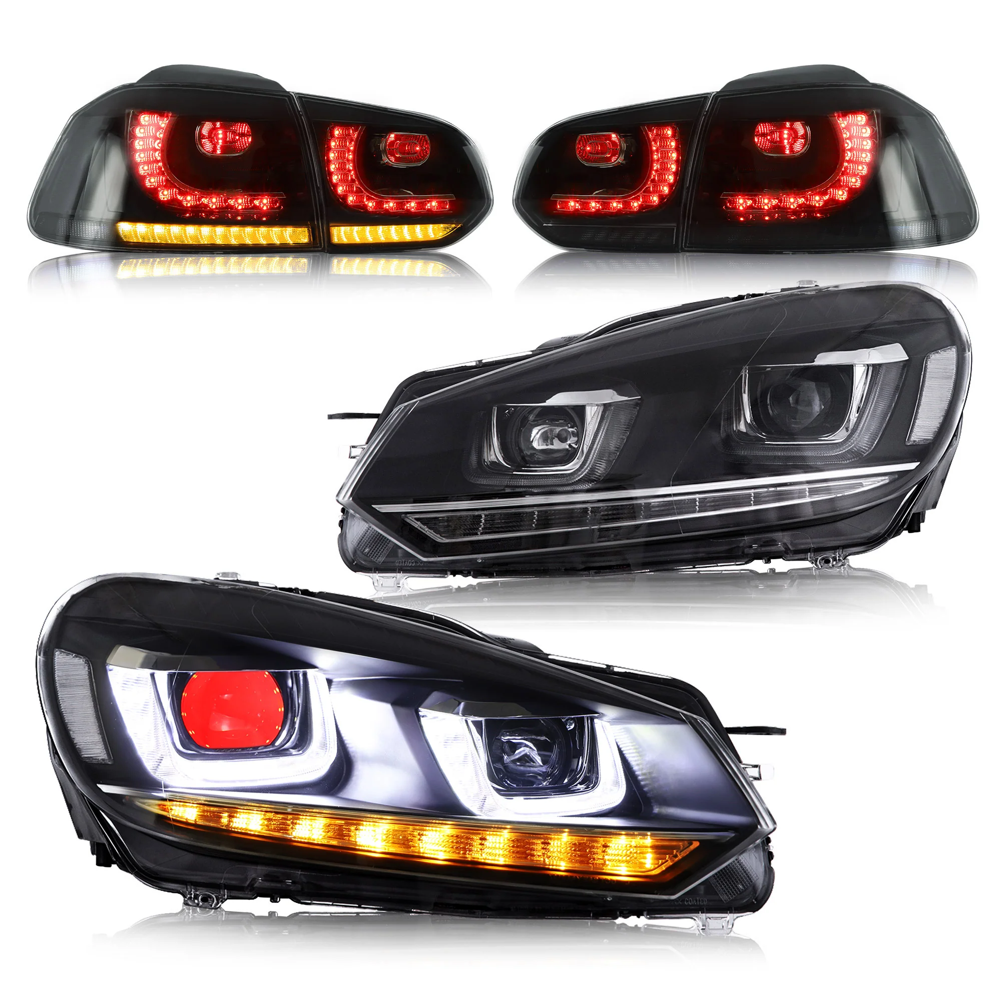 VLAND Headlights with Demon Eyes and Taillights for Volkswagen Golf 6 MK6 2009-2014 (Europe is 2008-2012) - Image 2