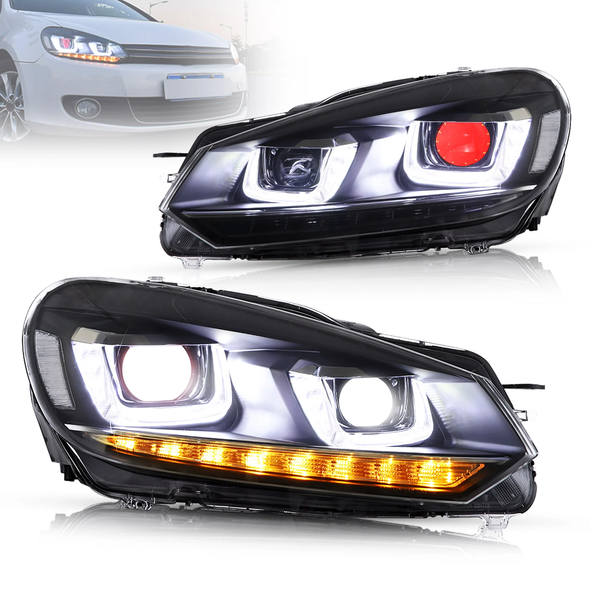 VLAND Headlights with Demon Eyes and Taillights for Volkswagen Golf 6 MK6 2009-2014 (Europe is 2008-2012) - Image 4