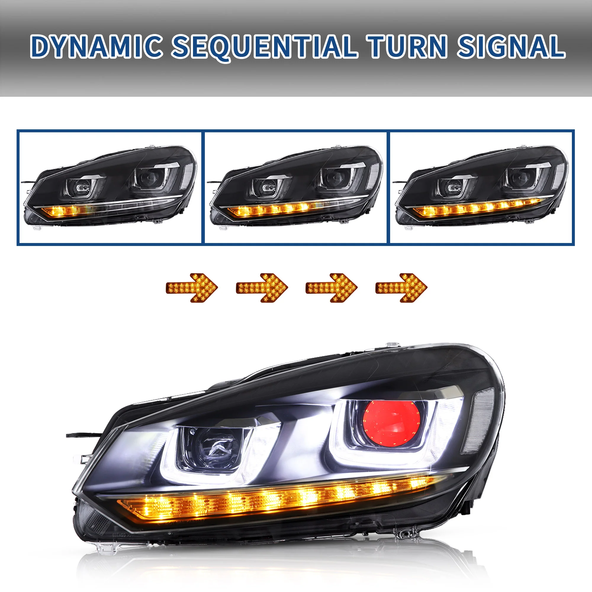VLAND Headlights with Demon Eyes and Taillights for Volkswagen Golf 6 MK6 2009-2014 (Europe is 2008-2012) - Image 6