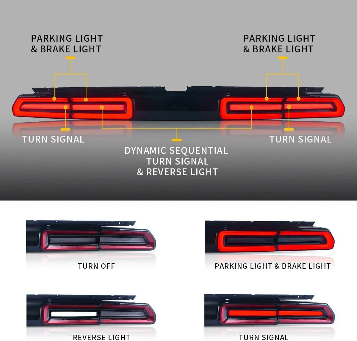 VLAND LED Tail Lights For Dodge Challenger Coupe 3rd Generation 2008-2014 - Image 3