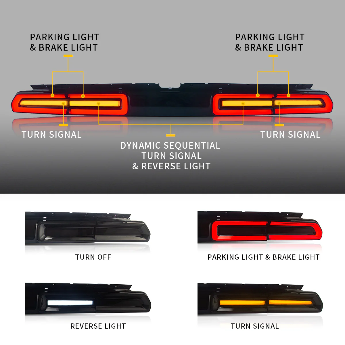 VLAND LED Tail Lights For Dodge Challenger Coupe 3rd Generation 2008-2014 - Image 5