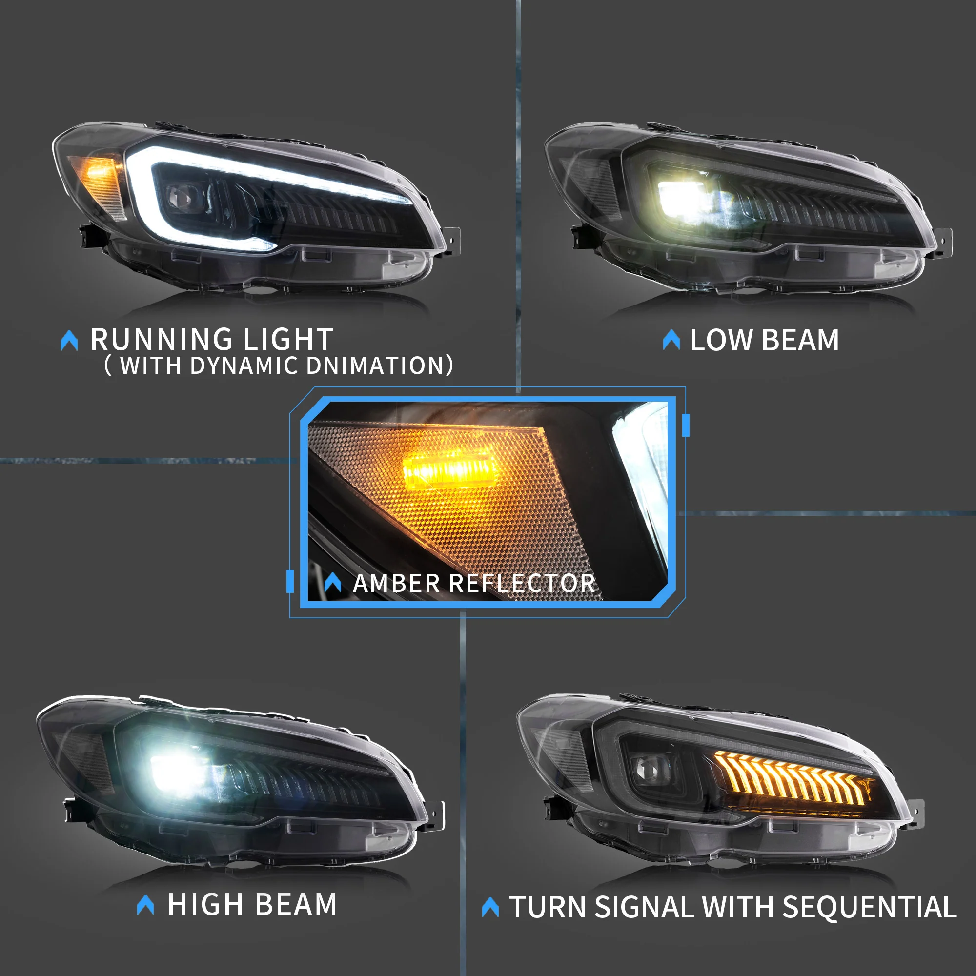 VLAND Dual Beam Projector and Full LED Headlights for Subaru WRX 2015-2021 - Image 11
