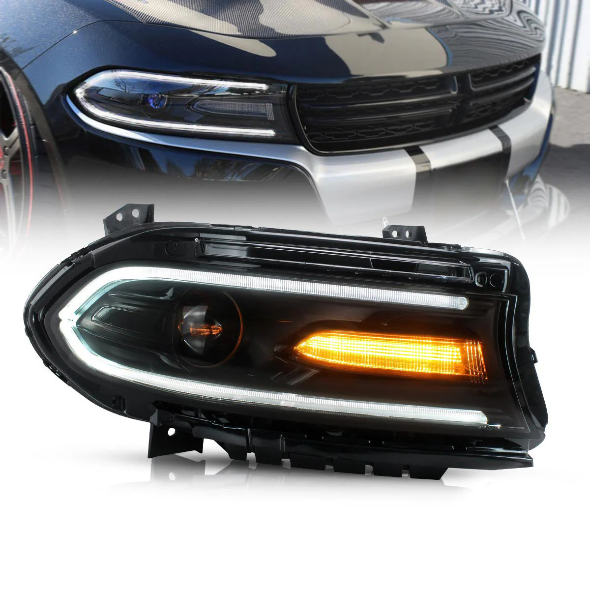 VLAND Dual Beam Projector Headlights For Dodge Charger 2015-2023 - Image 10