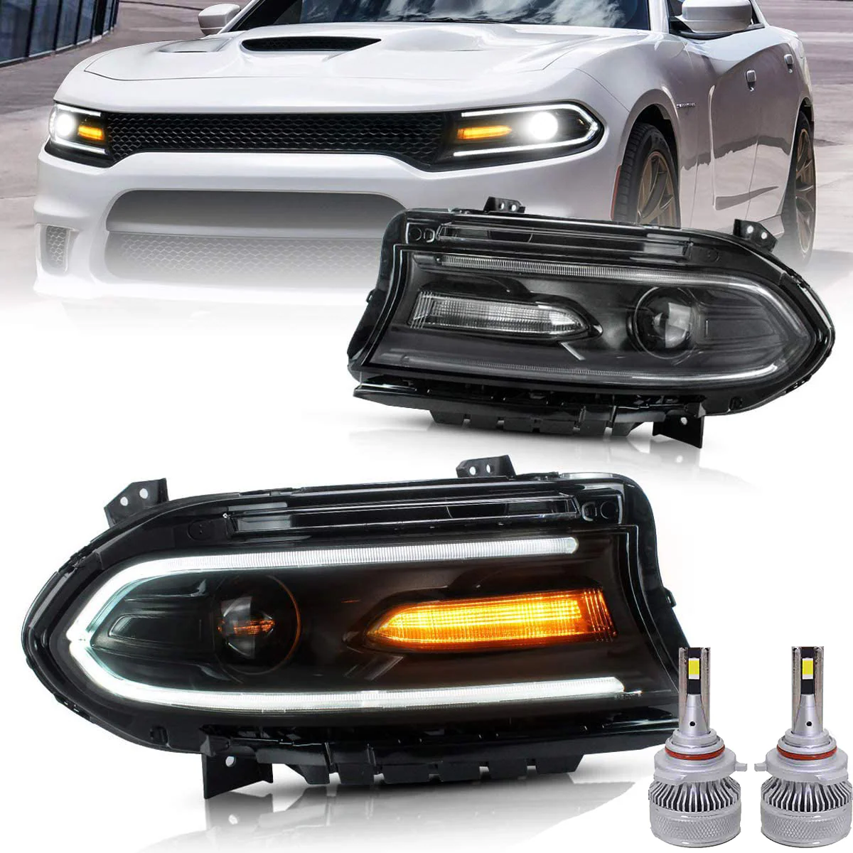 VLAND Dual Beam Projector Headlights For Dodge Charger 2015-2023 - Image 11